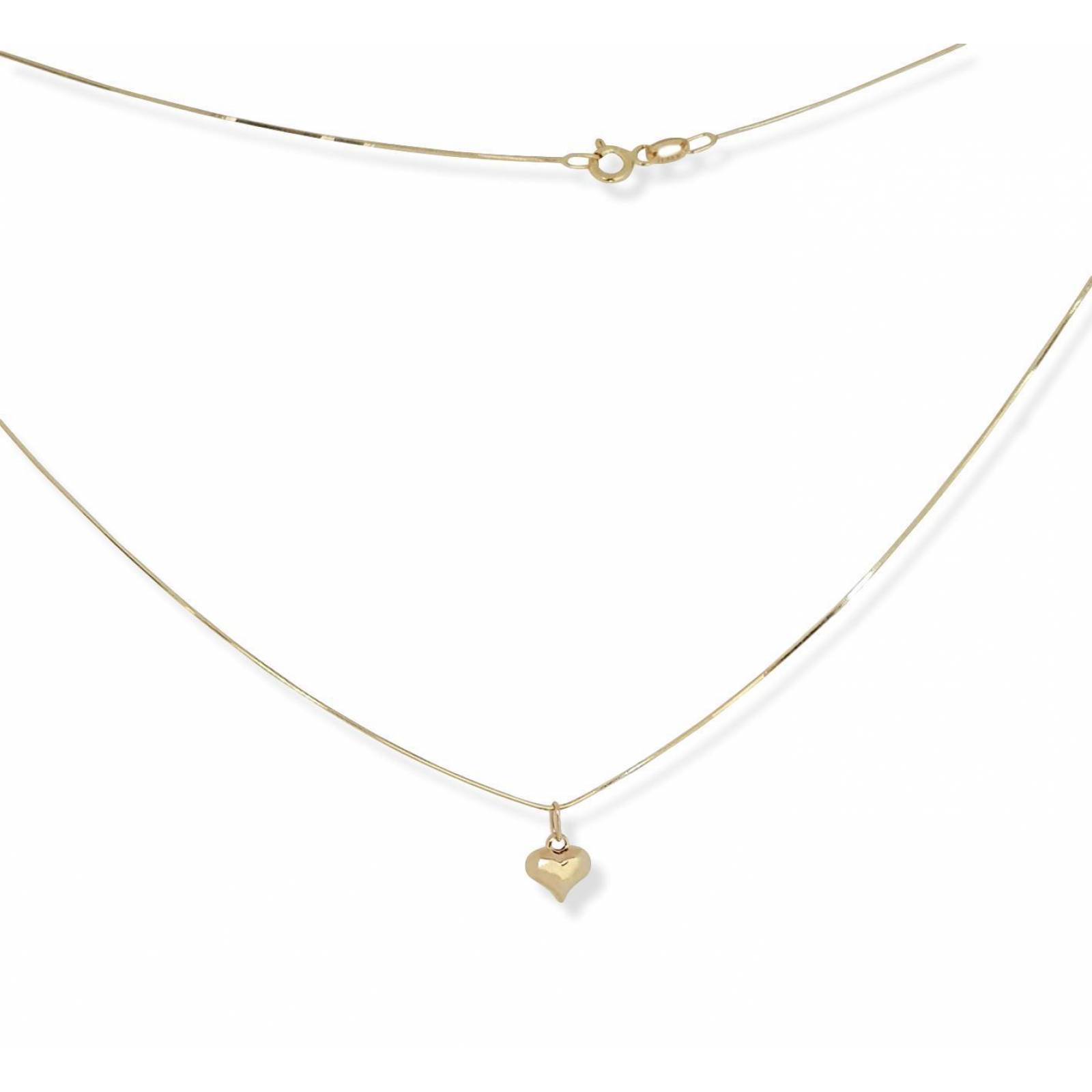 Hermosa Cadena Cola De Rata Dije Corazón Oro Sólido 14k