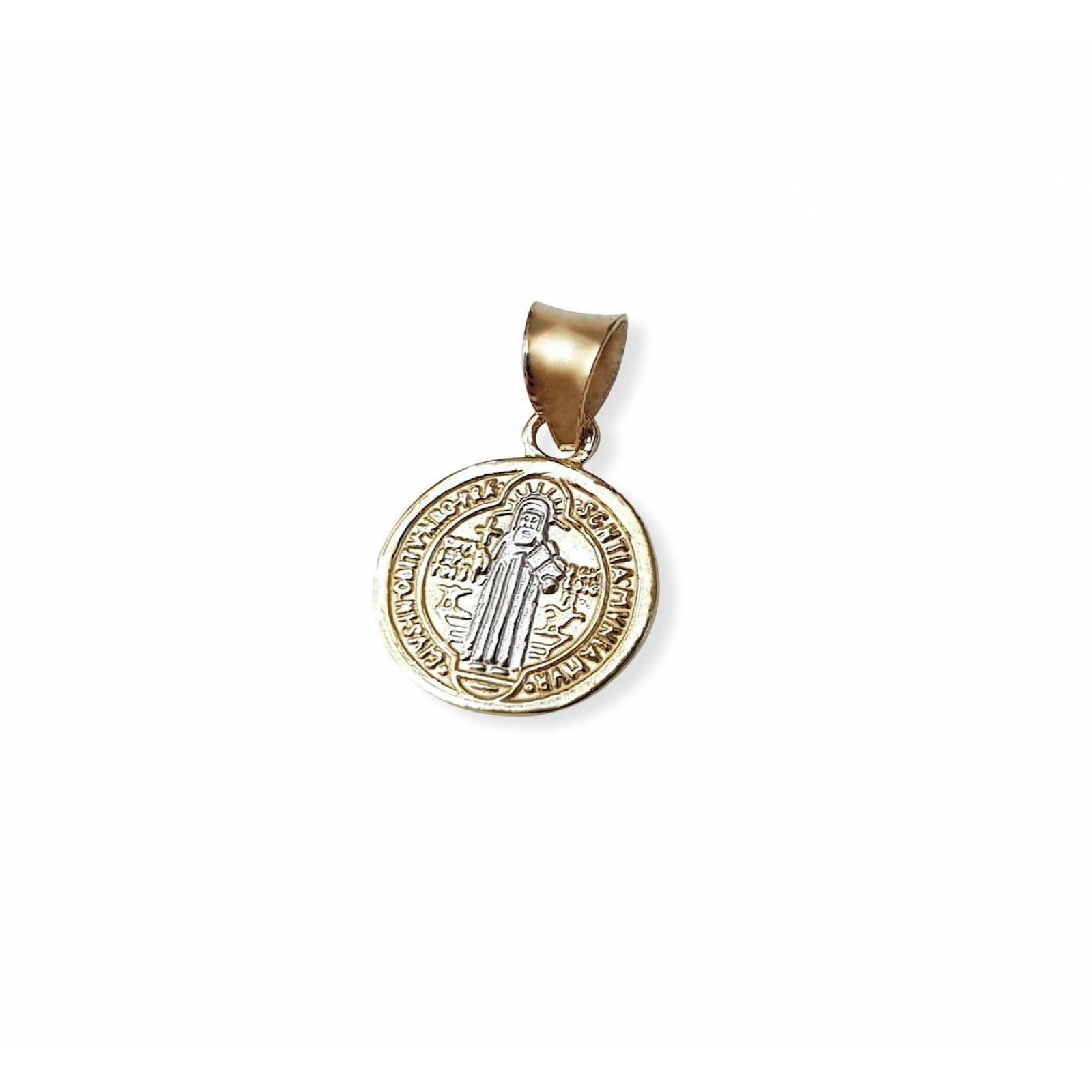 Medalla San Benito 1.1 Cm Bautizo Bebe Oro Sólido 14k