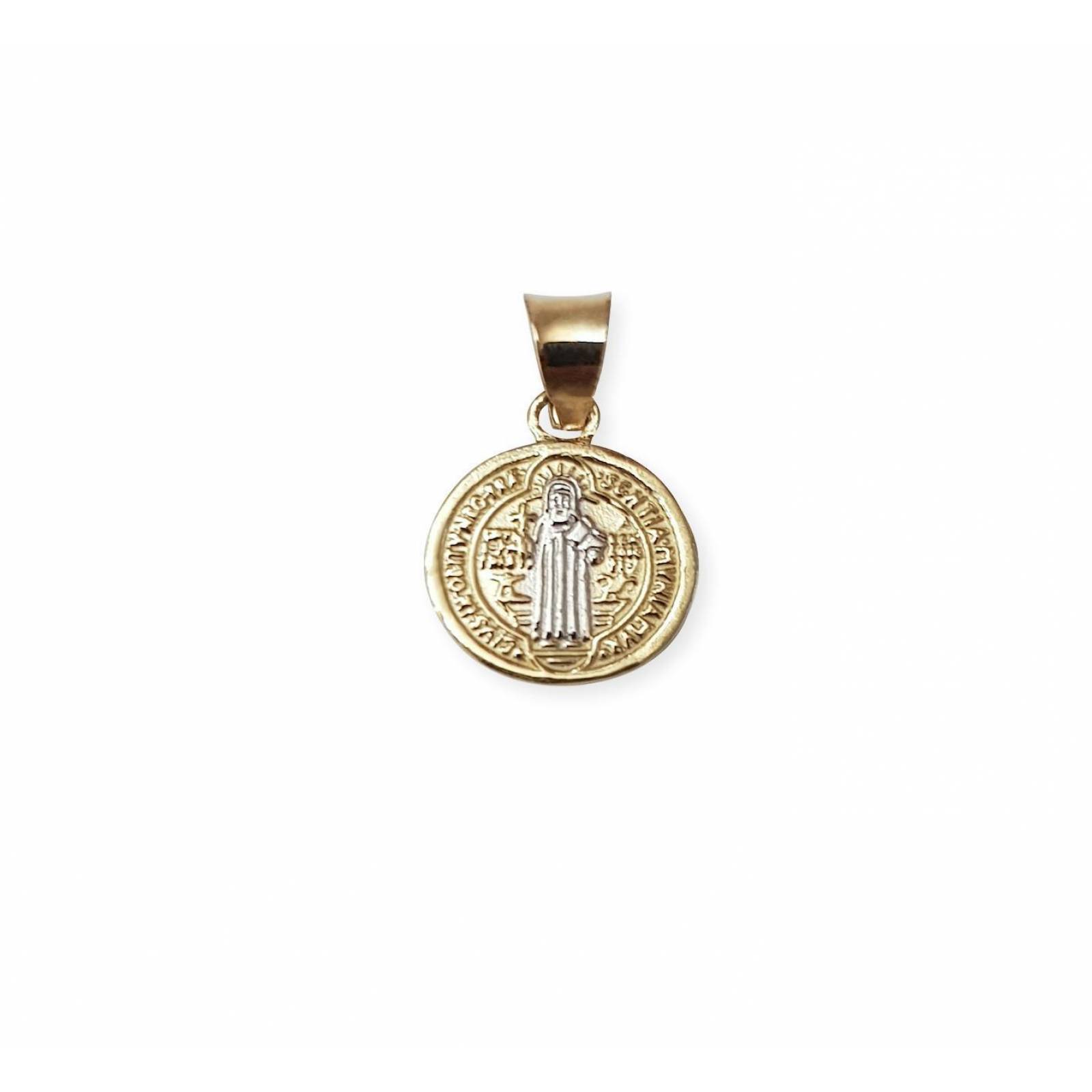 Medalla San Benito 1.1 Cm Bautizo Bebe Oro Sólido 14k