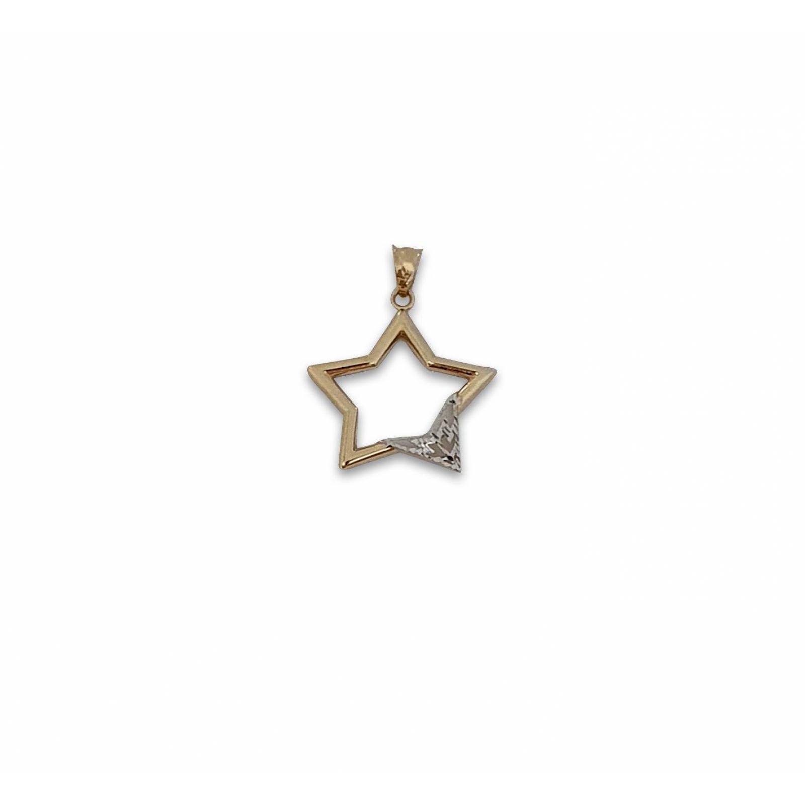 Hermoso Dije Estrella Contorno Oro Sólido 14k 