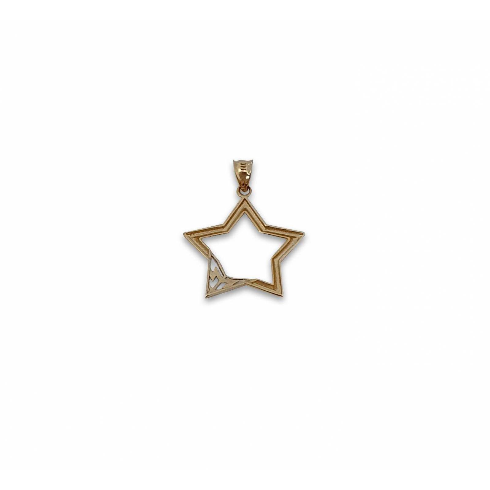 Hermoso Dije Estrella Contorno Oro Sólido 14k 