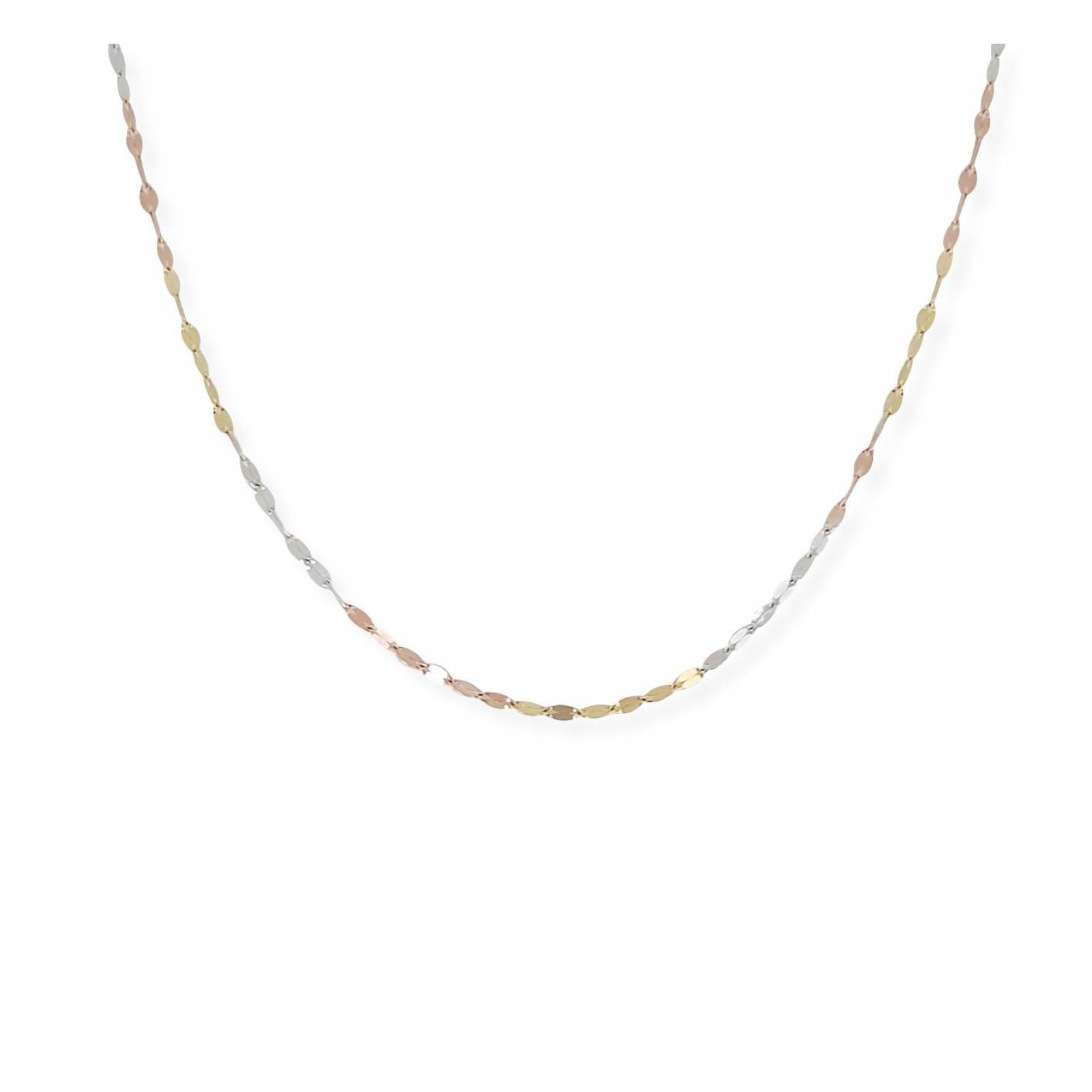 Cadena Plaquita 3 Oros 14k Sólido 55 cm 