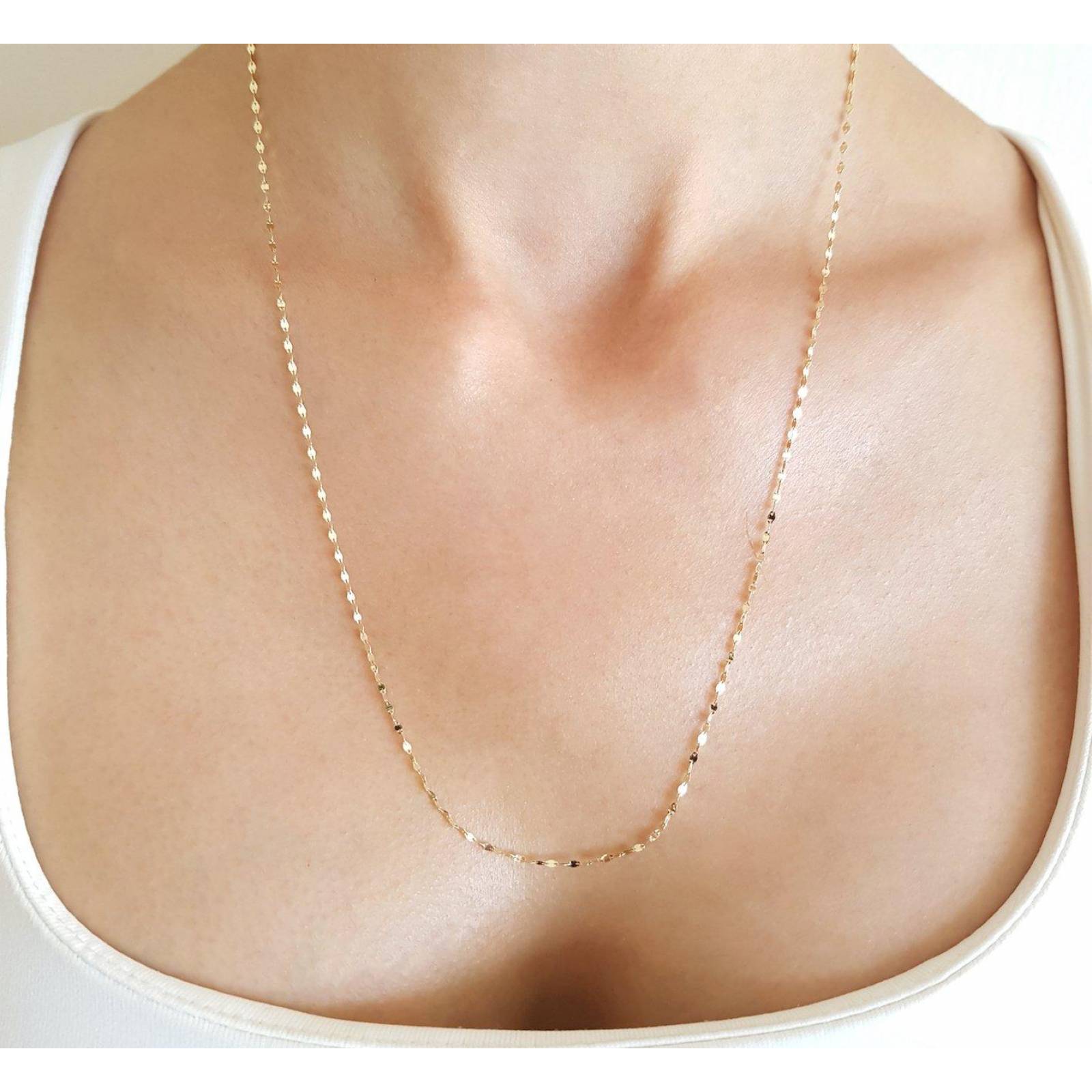 Cadena Plaquita En Oro Sólido 14K 55 cm 