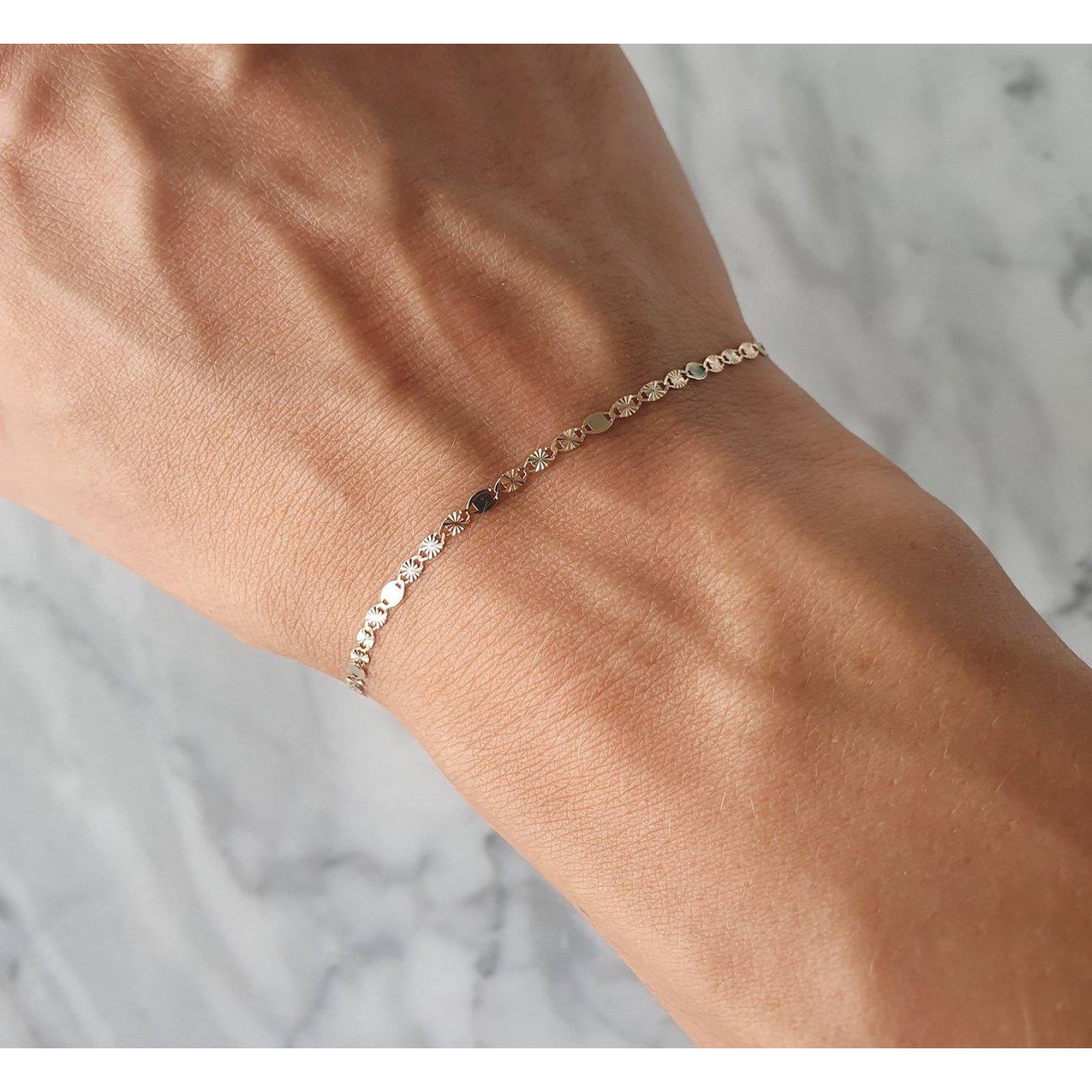 Hermoso Pulso Florentino 2 mm 19 cm Oro Sólido 10k