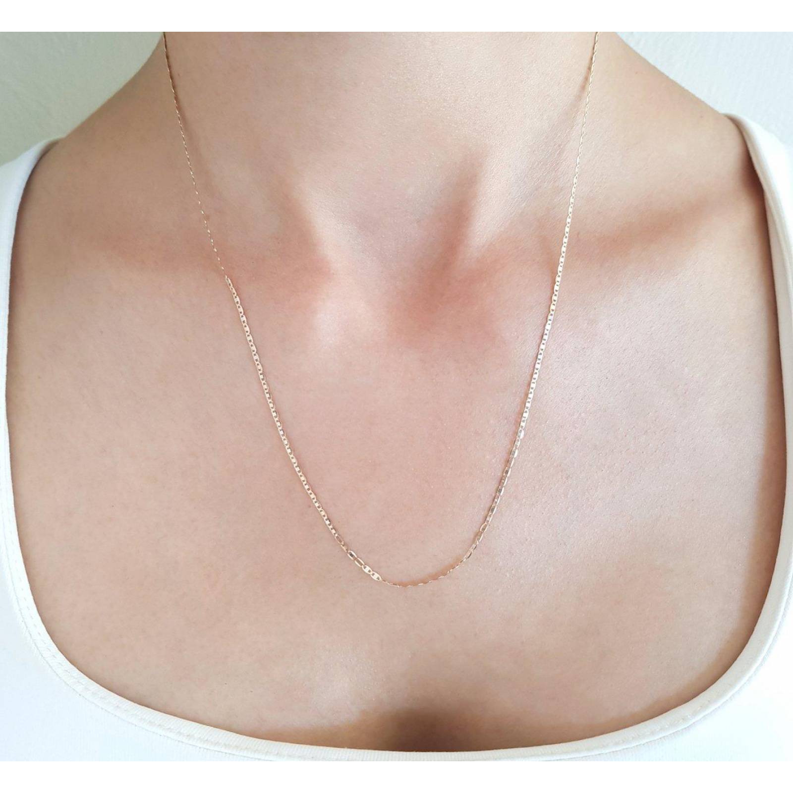 Cadena Oro Florentino Espejo 14k Sólido 50 Cm 