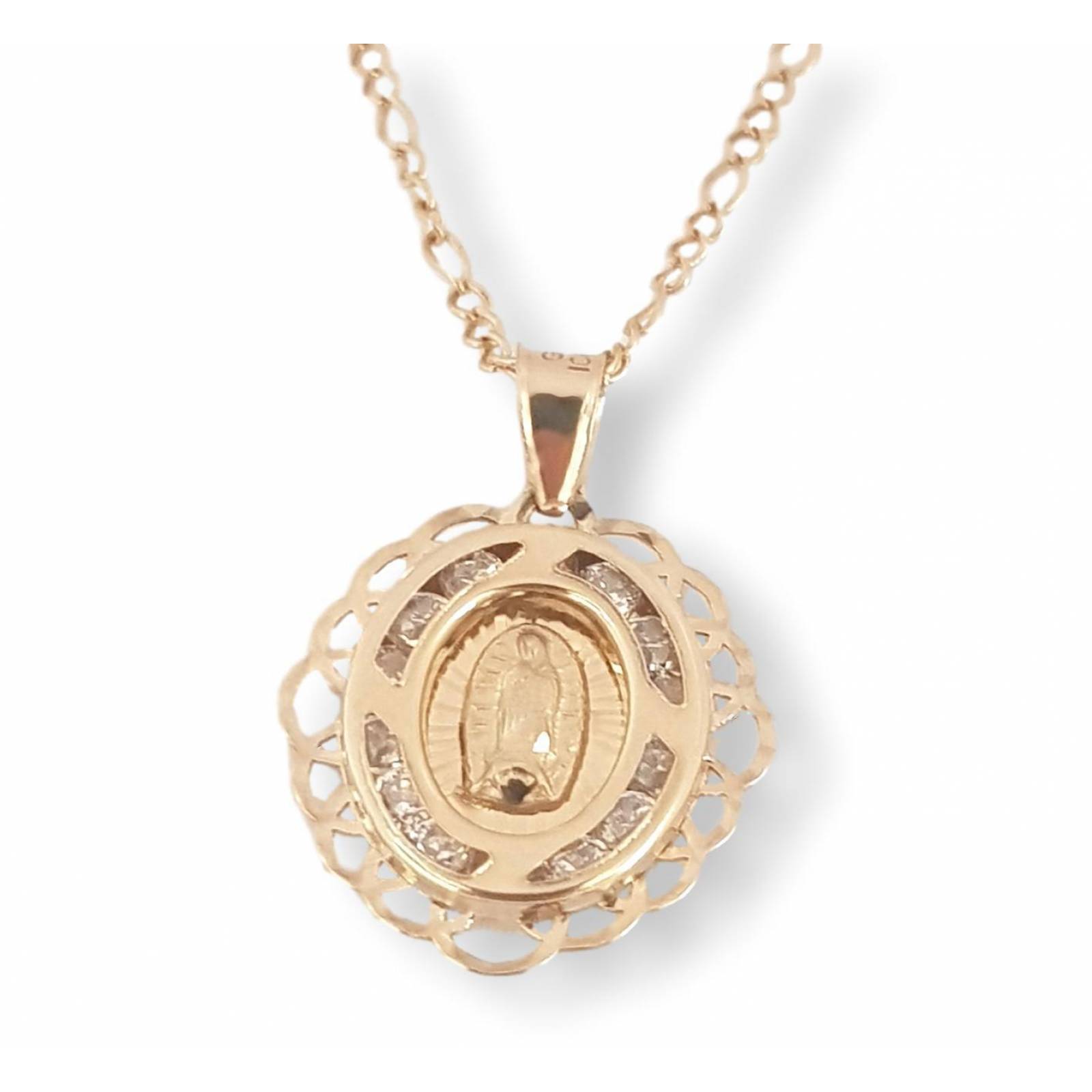 Cadena Con Dije De La Virgen De Guadalupe En Oro Sólido 10k