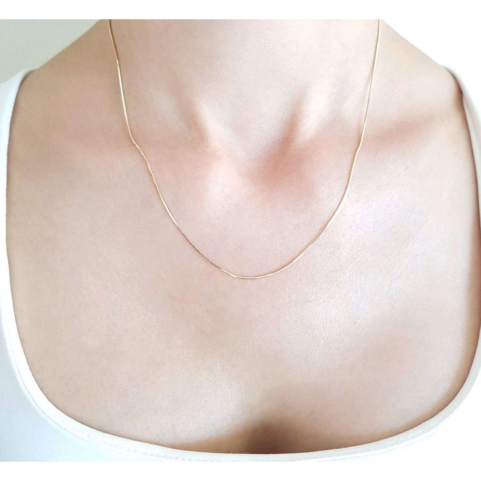 Cadena Cola De Rata Todas Las Edades 45 Cm Oro 14k Sólido