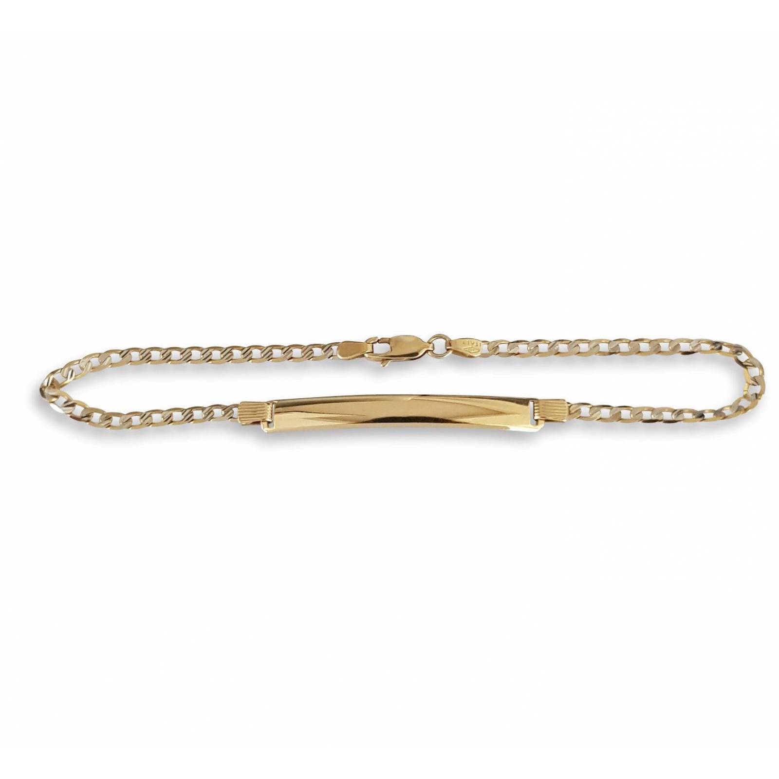 Esclava Barbada Diamantada 18 cm 3 mm Oro Sólido 10k 