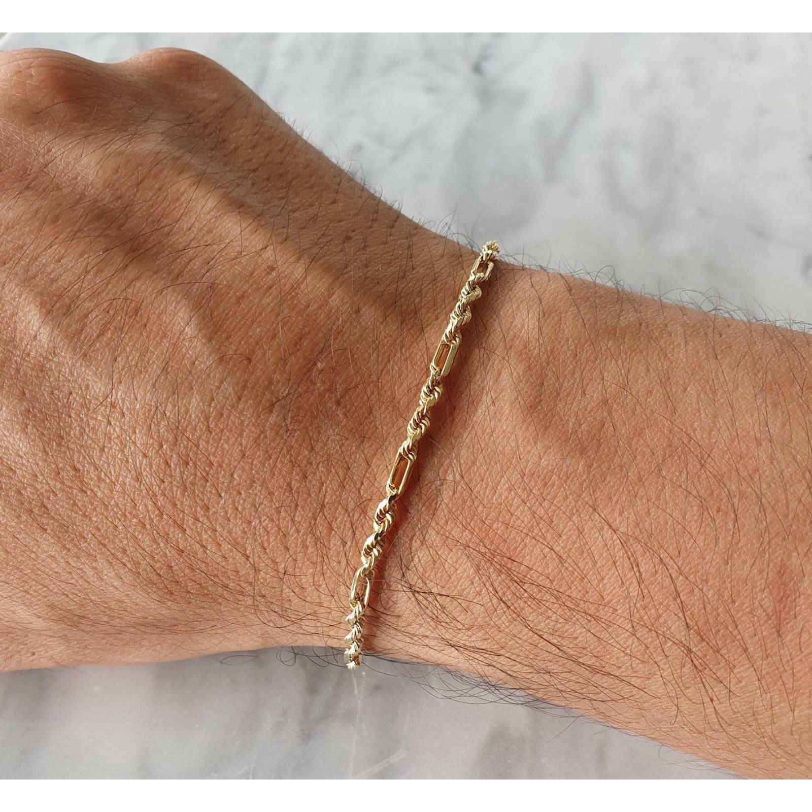 Hermoso Pulso Torzal 3 mm 18 cm Oro Sólido 14k 