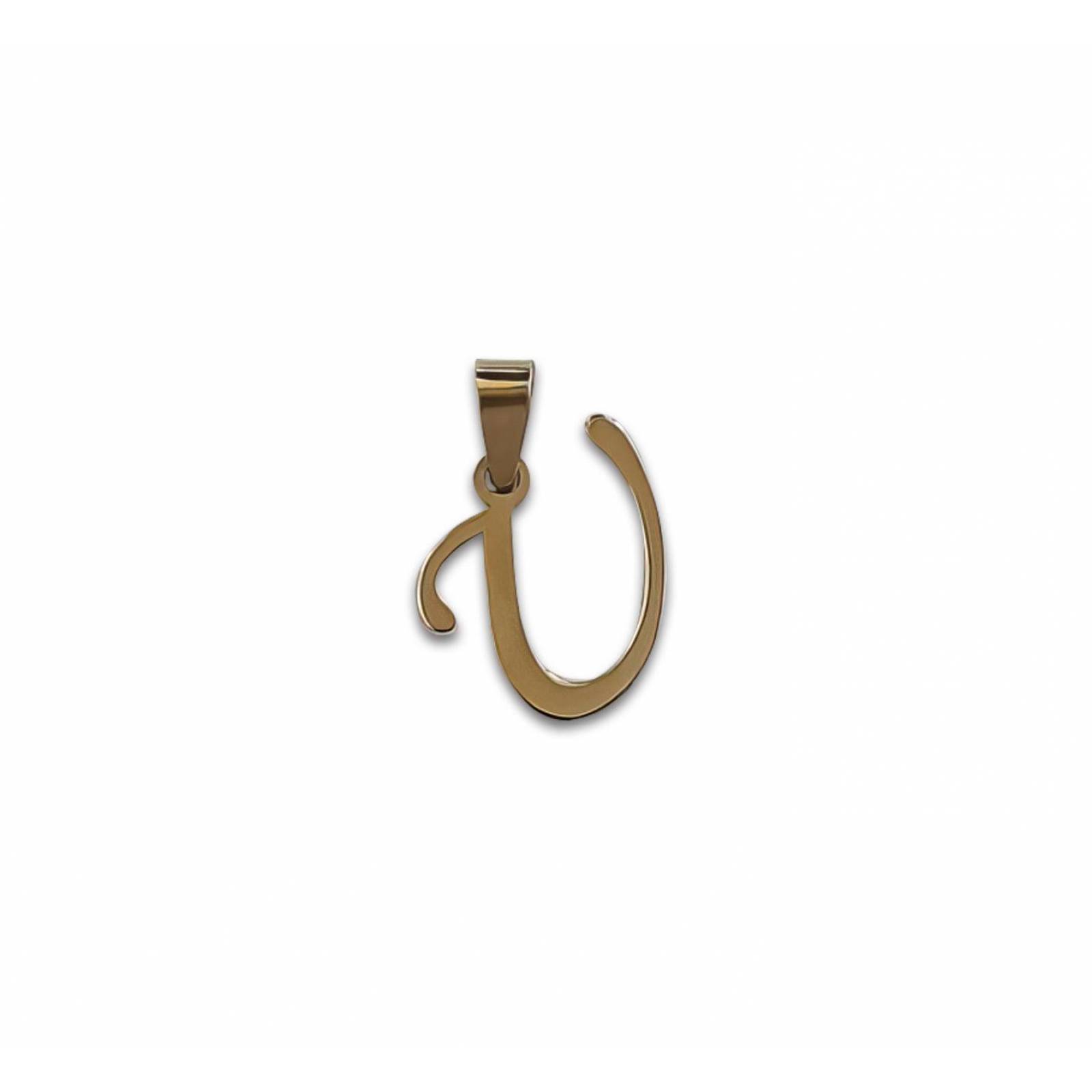 Dije Letra U Chica Cursiva Oro Sólido 10k