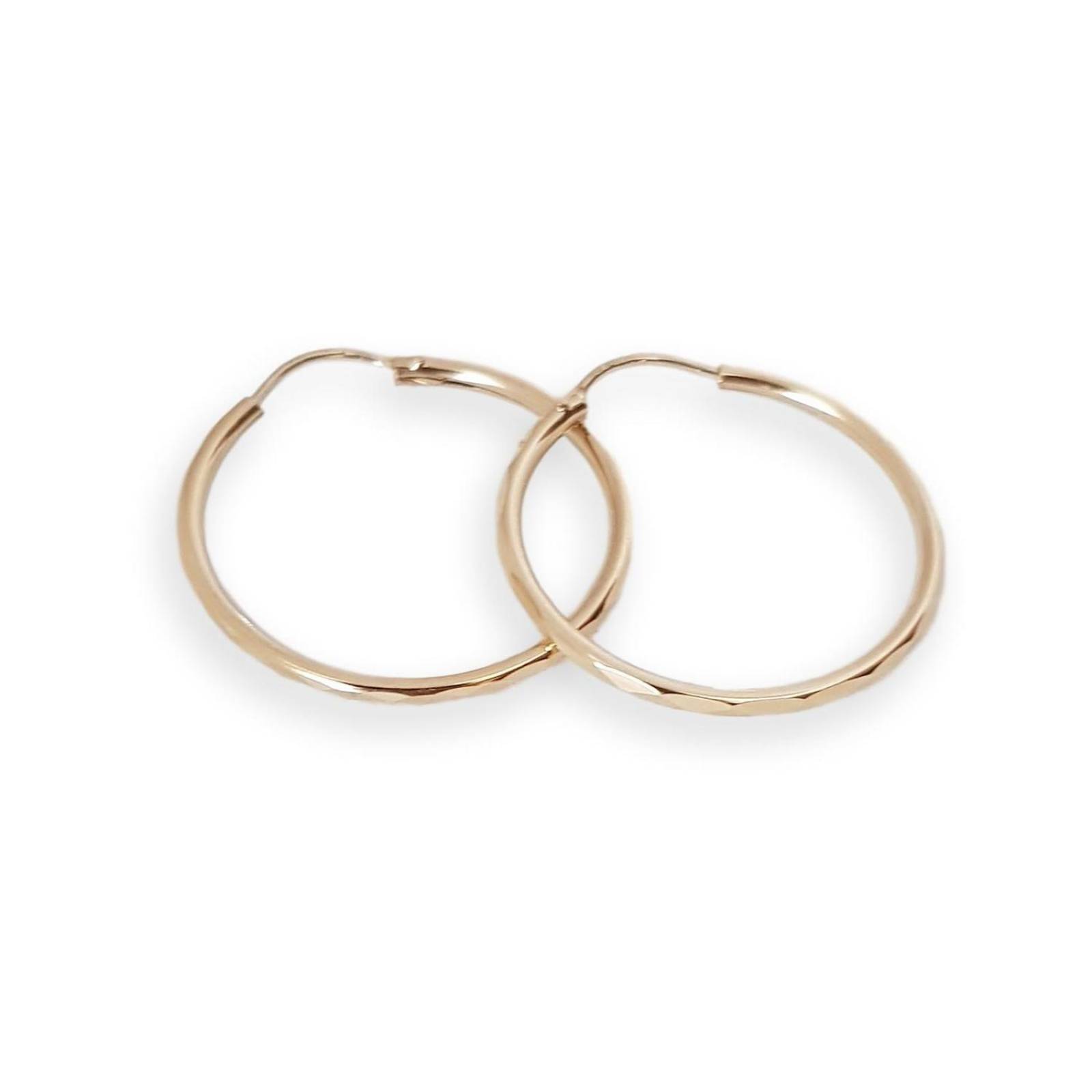 Arracadas Facetadas Oro Sólido 3.4 cm Oro Sólido 10K 