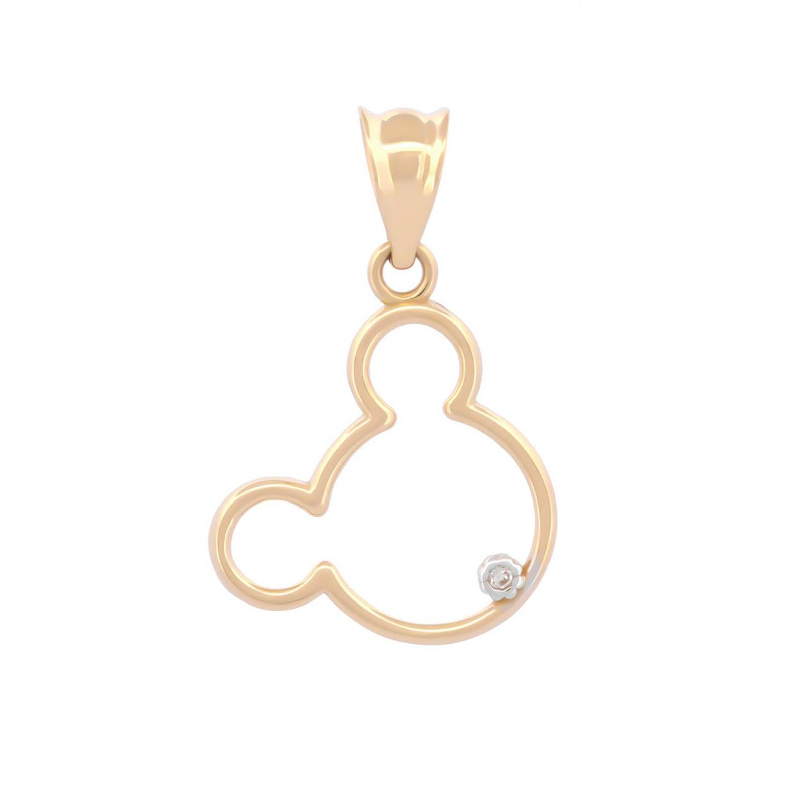 Dije Mickey Contorno Con piedra Oro Sólido 14k 