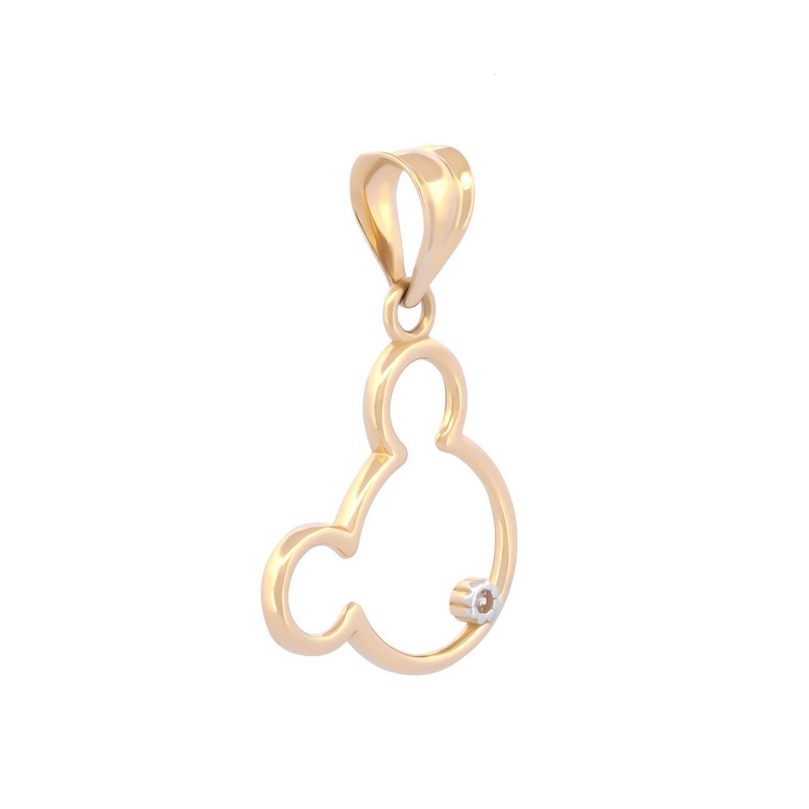 Dije Mickey Contorno Con piedra Oro Sólido 14k 