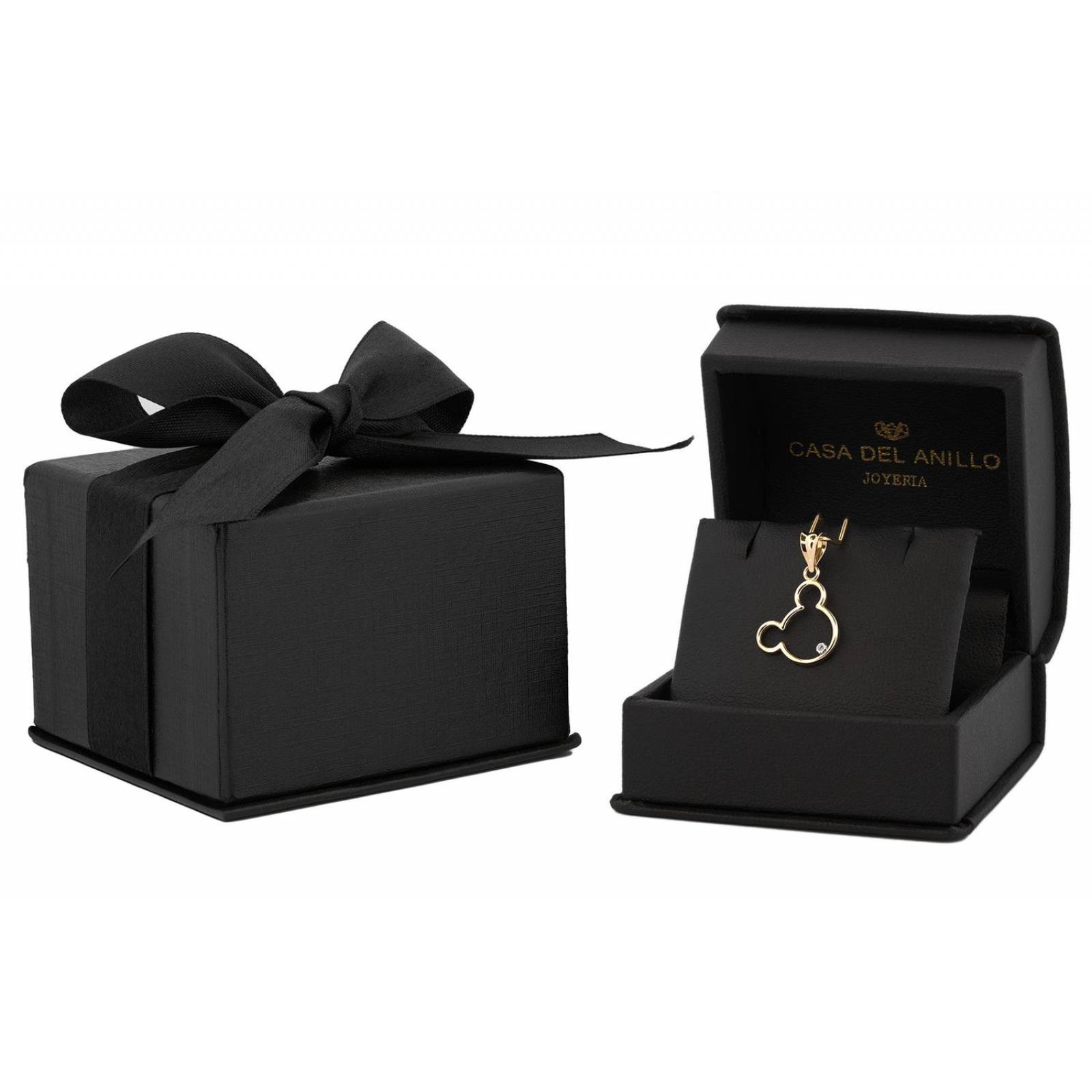 Dije Mickey Contorno Con piedra Oro Sólido 14k 