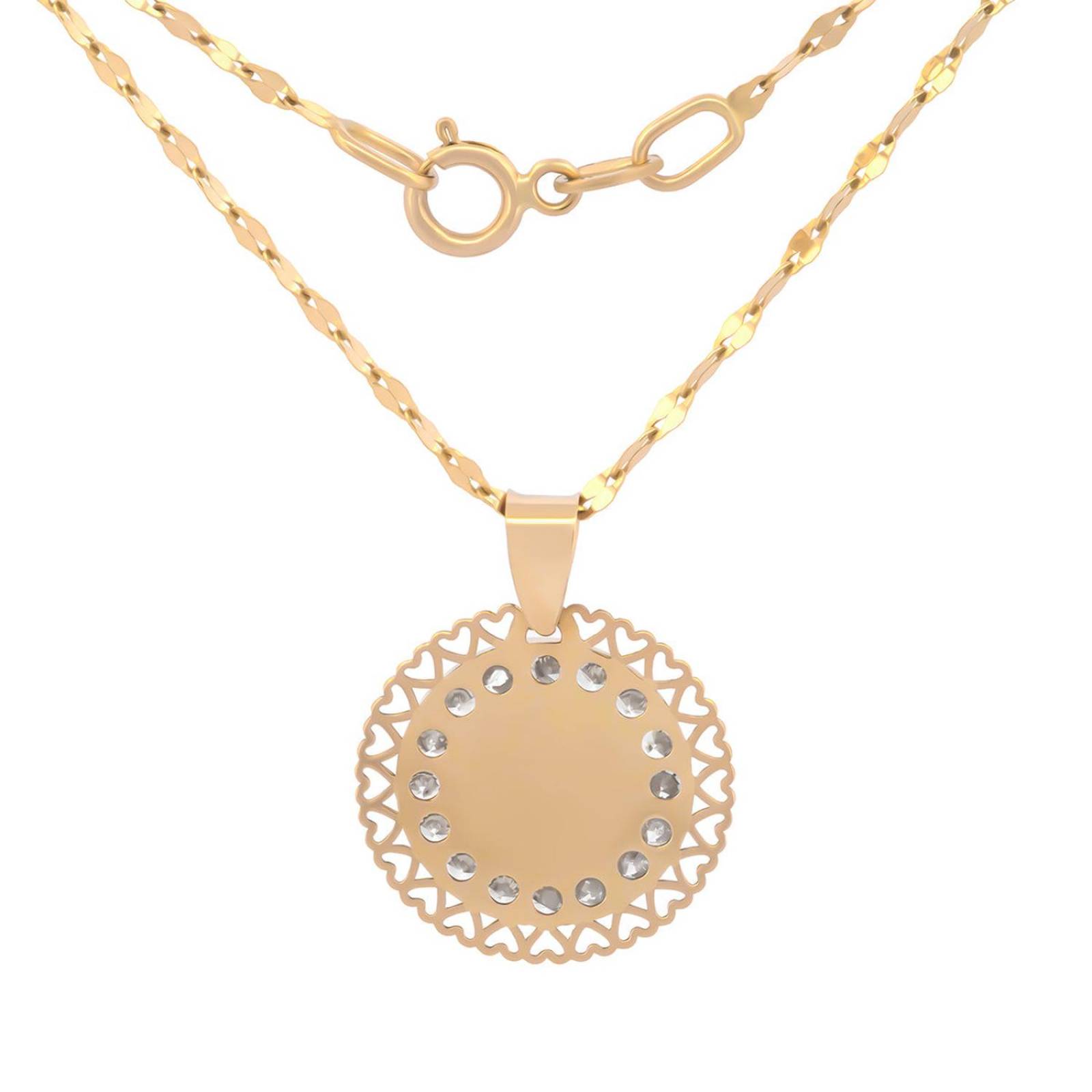 Cadena Con Dije De La Virgen De Guadalupe y Corazones En Oro Sólido 10k 