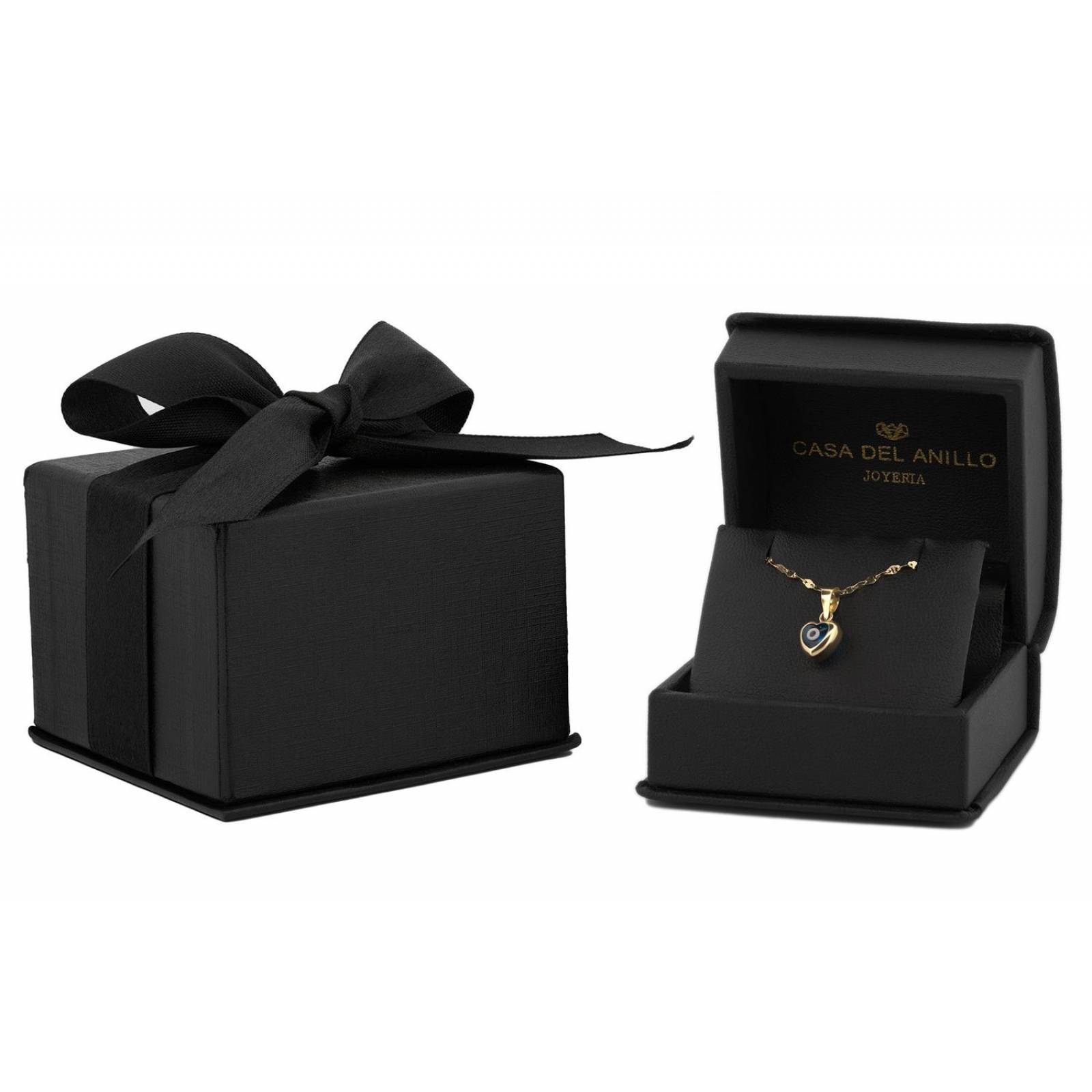 Cadena Y Dije Ojo Corazón Mini Oro Sólido 14k 