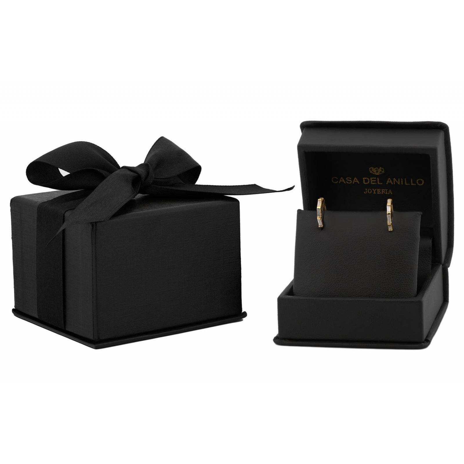 Arracadas Estilo Huggies Baguette Chicas Oro Sólido 10k