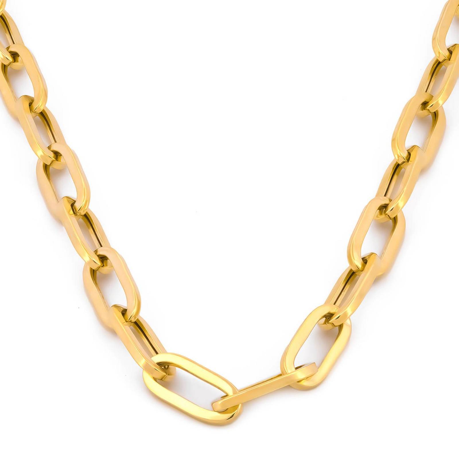 Cadena Gargantilla Clip 6 por 2.5 mm 45 cm Oro Sólido 10k 