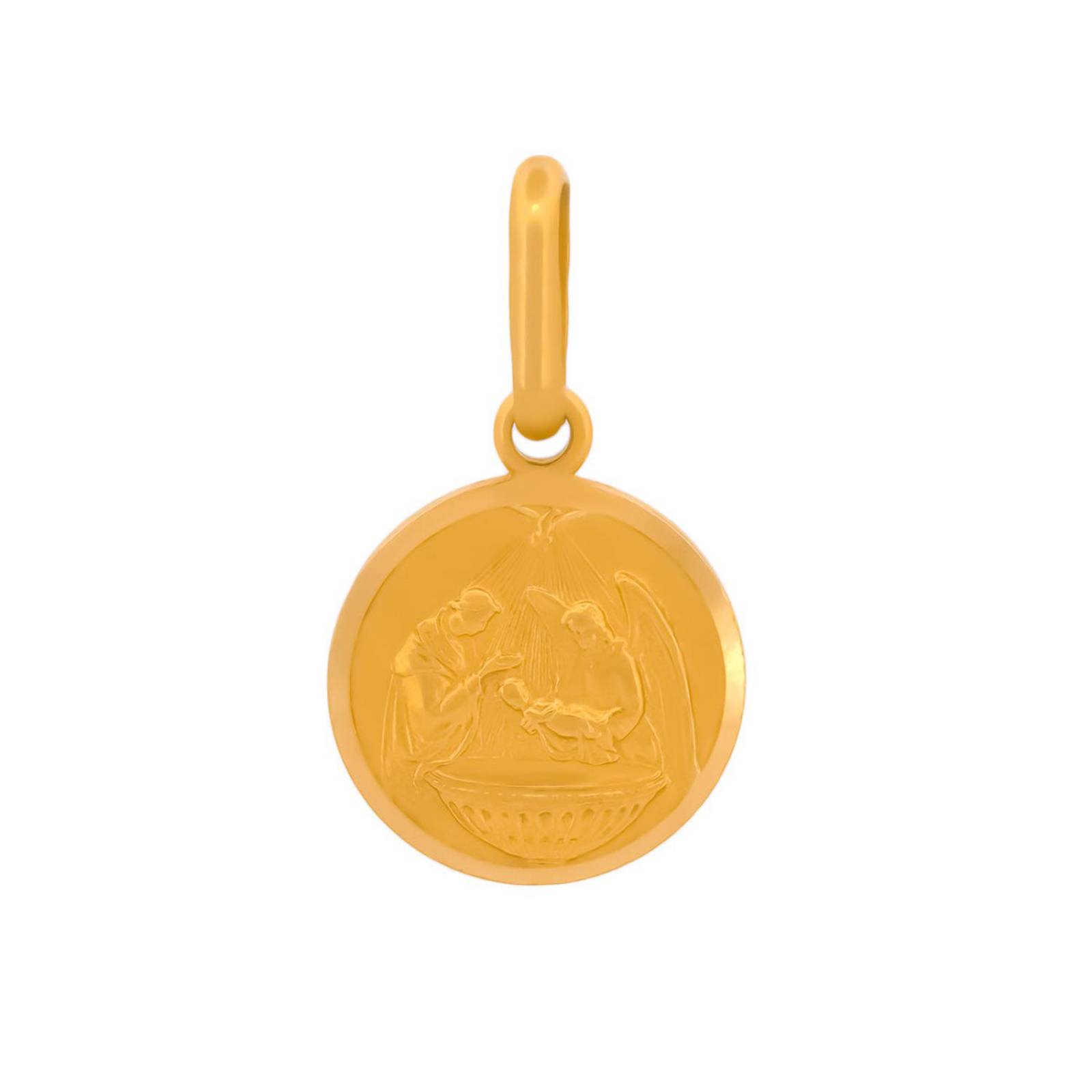 Dije Medalla Bautizo 1 cm Oro 18k Sólido 