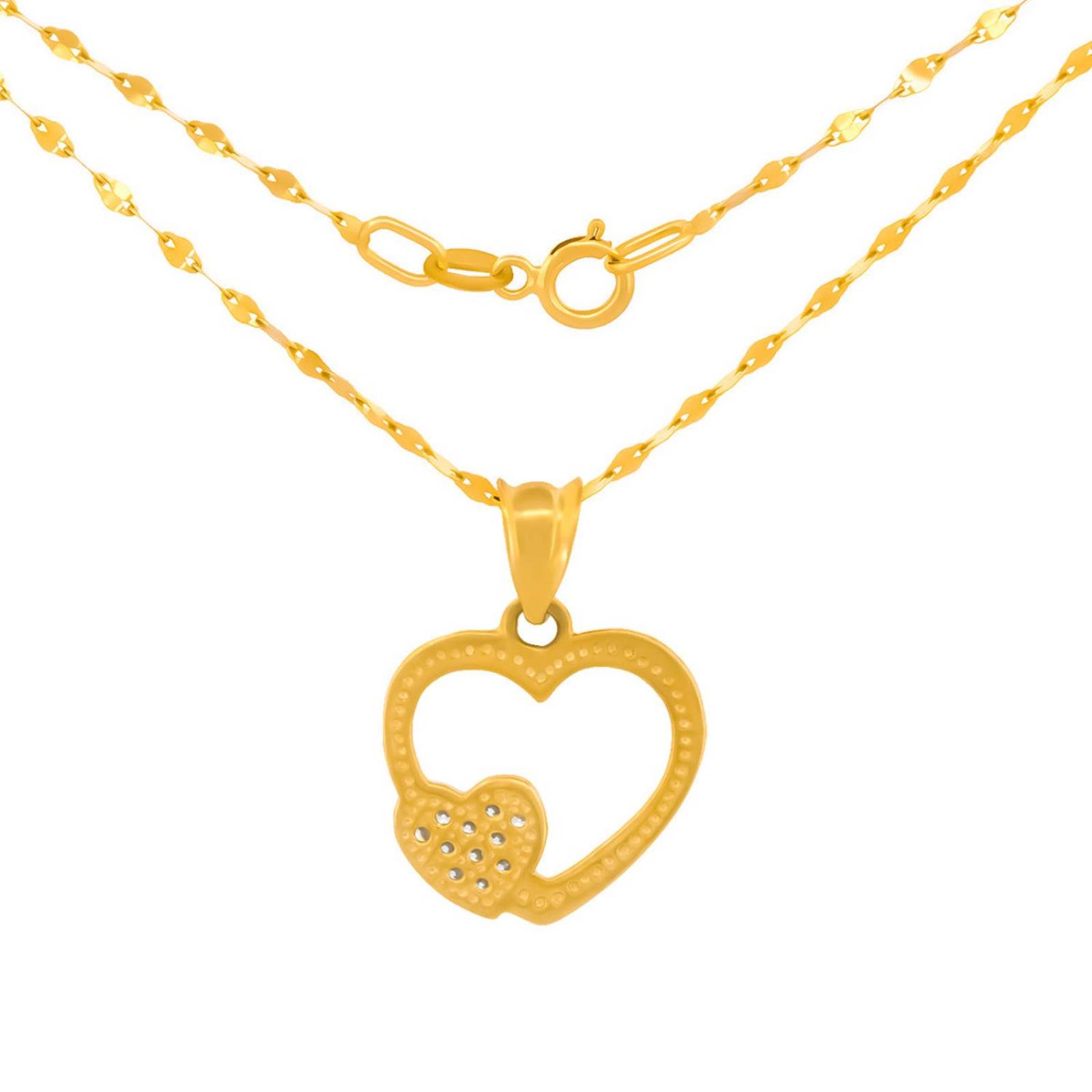 Cadena Gargantilla Corazones Contorno 1.3 cm Oro Sólido 14k 