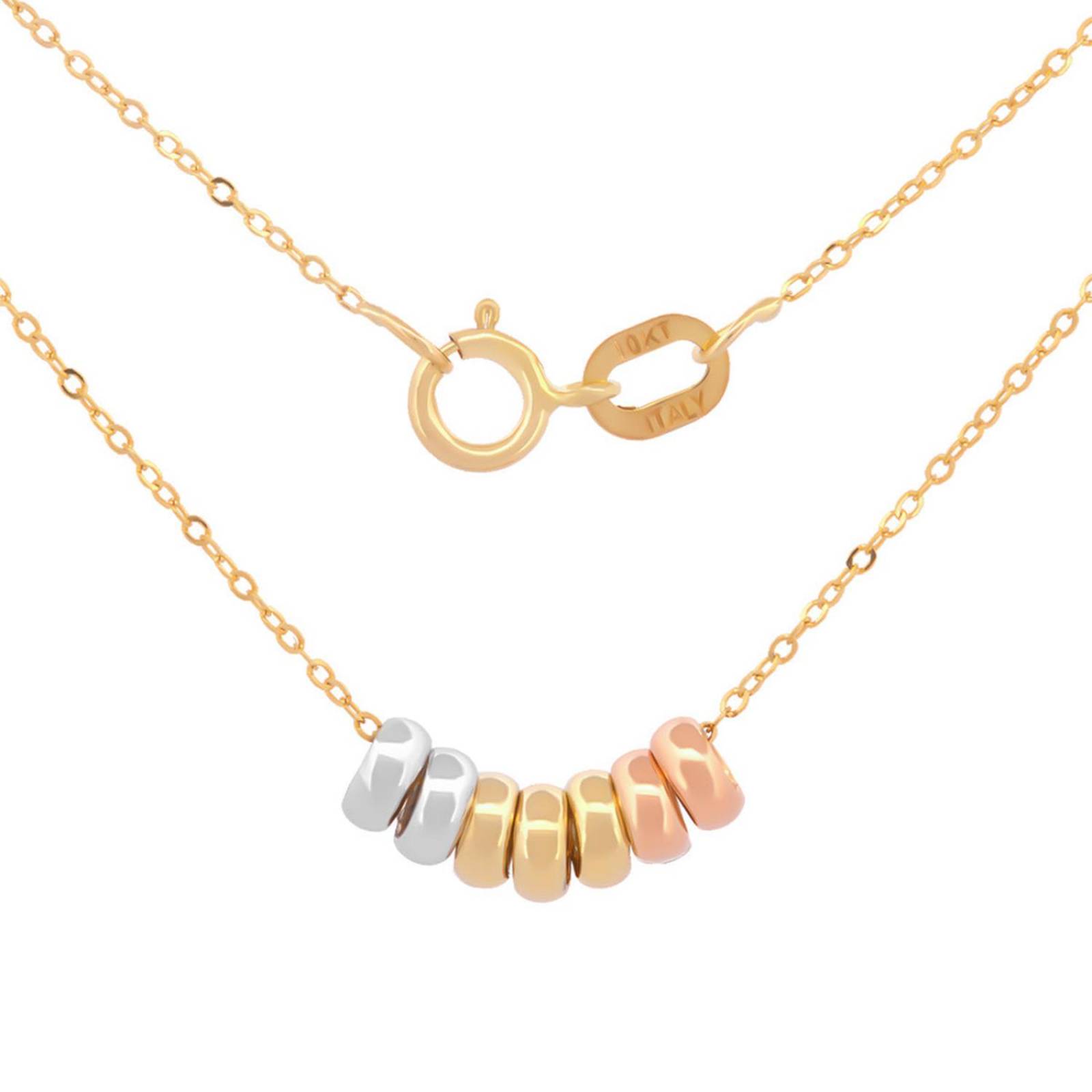 Cadena Gargantilla 7 Aros Con 3 Oros De 14k Sólido 