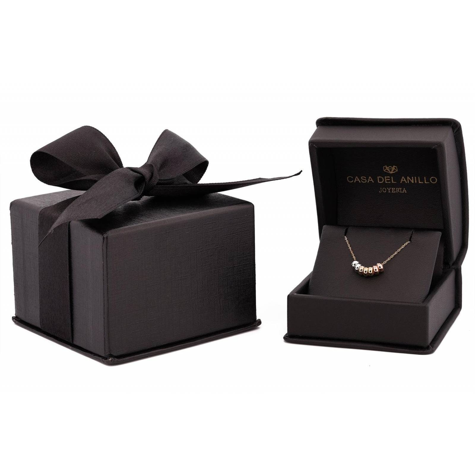 Cadena Gargantilla 7 Aros Con 3 Oros De 14k Sólido 