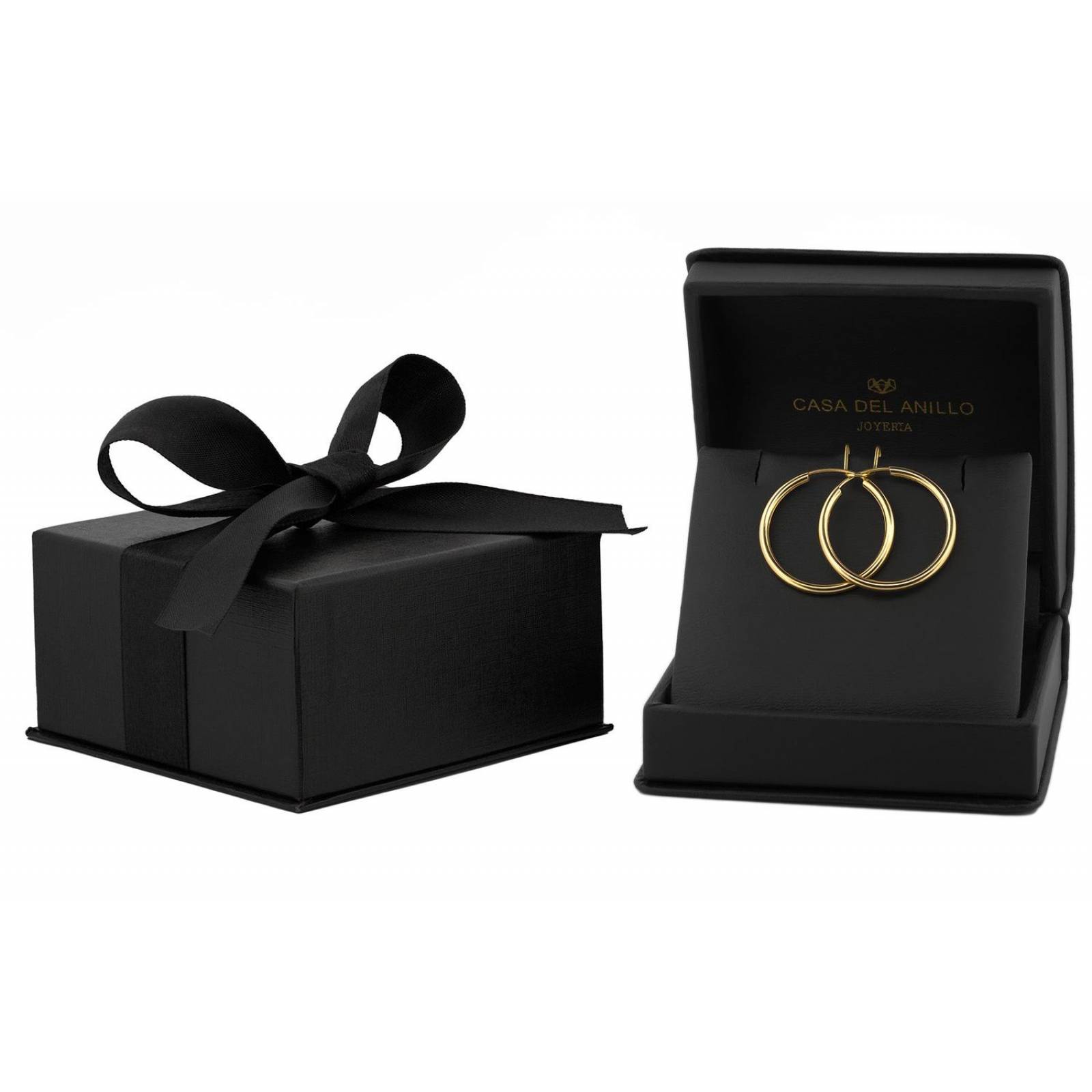 Arracadas Lisas Redondas 2.4 Cm Oro Sólido 14k 