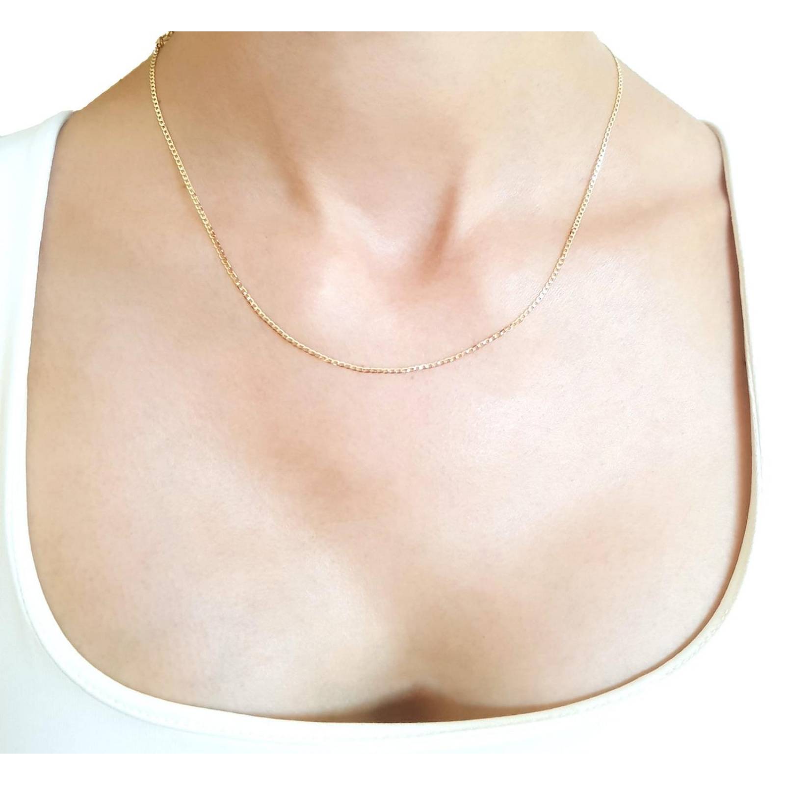 Cadena Estilo Barbada Oro Amarillo Sólido 14k 50 cm 