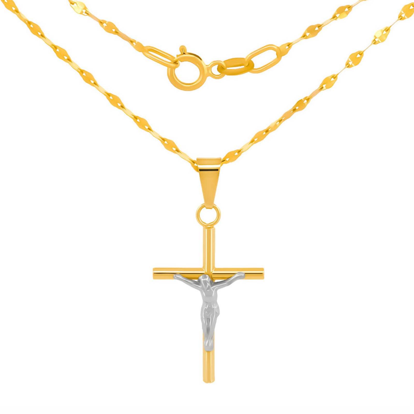 Cadena Dije Cristo 2.6 cm tubular 1.5 mm Oro Sólido 10k 