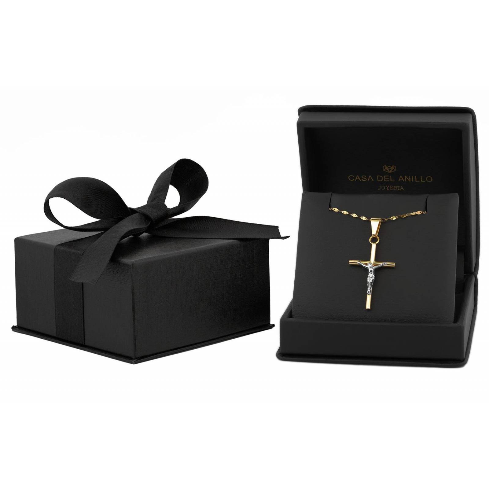 Cadena Dije Cristo 2.6 cm tubular 1.5 mm Oro Sólido 10k 