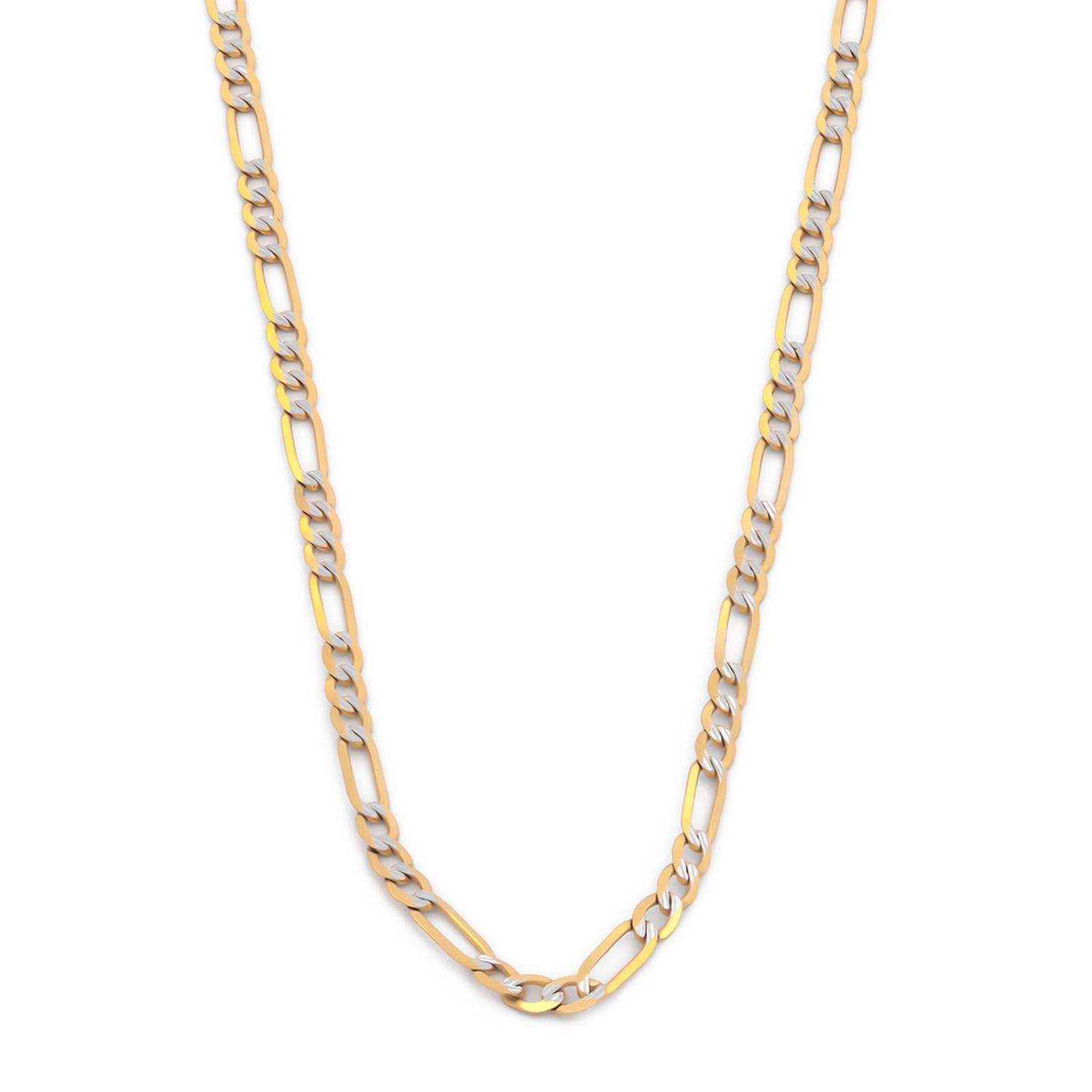 Cadena Figaro Diamantada 3 mm 60 cm Oro Italiano Sólido 14k 