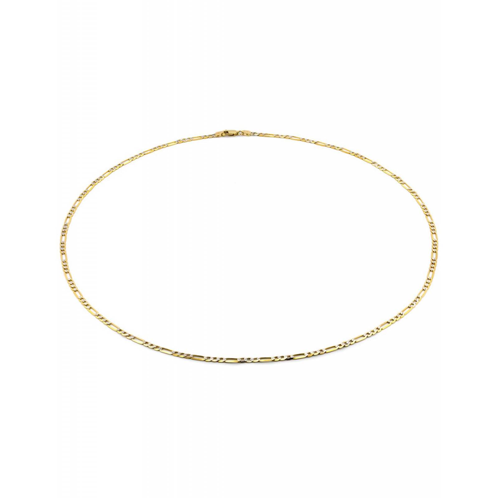 Cadena Figaro Diamantada 3 mm 60 cm Oro Italiano Sólido 14k 