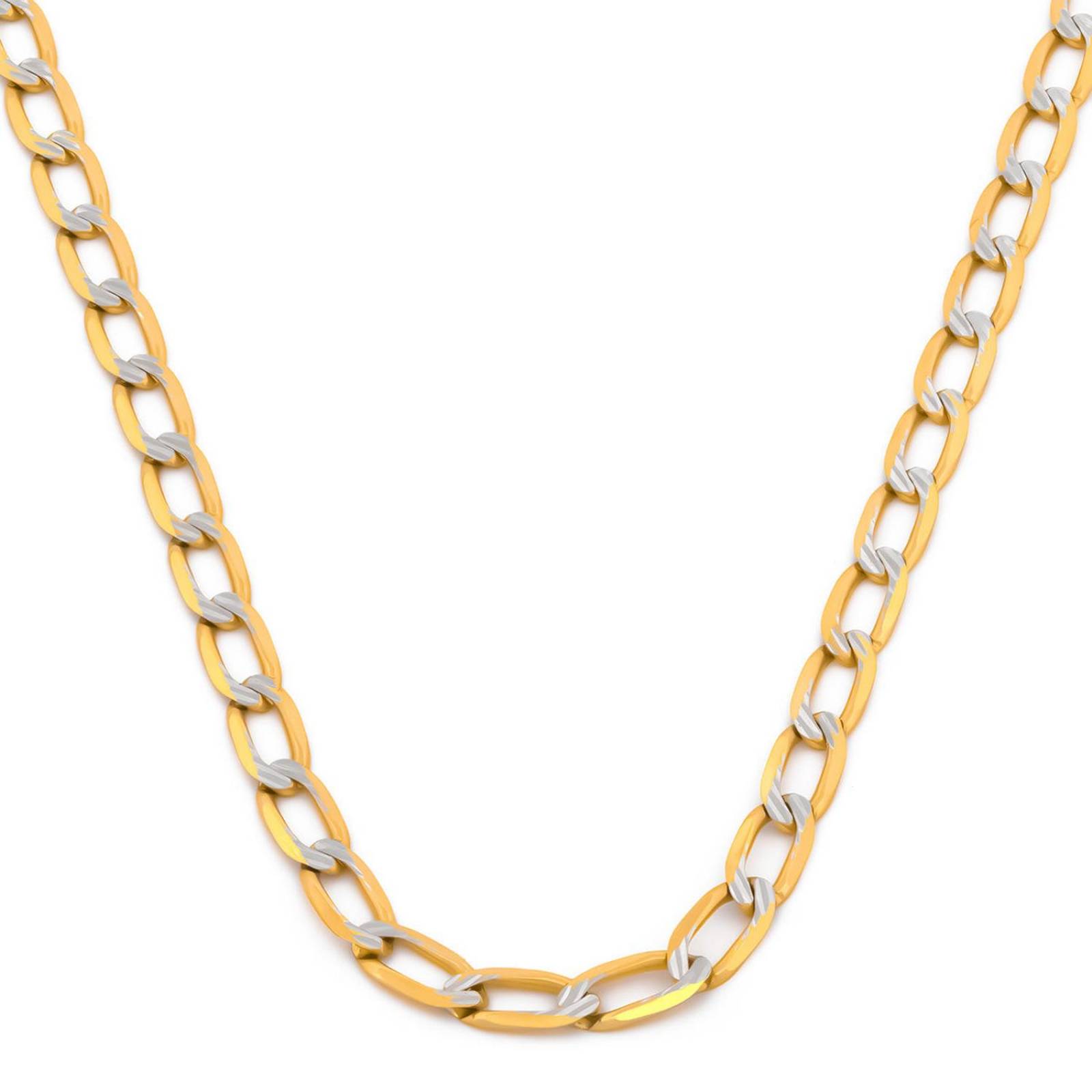 Cadena Barbada Inglesa Diamantada 60 Cm 2.5 Mm Oro Italiano Sólido 14k 