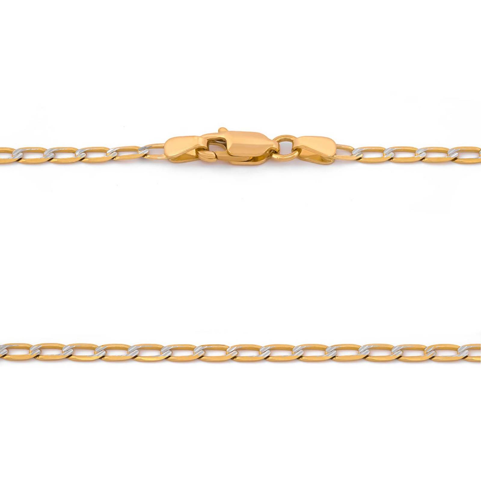 Cadena Barbada Inglesa Diamantada 60 Cm 2.5 Mm Oro Italiano Sólido 14k 