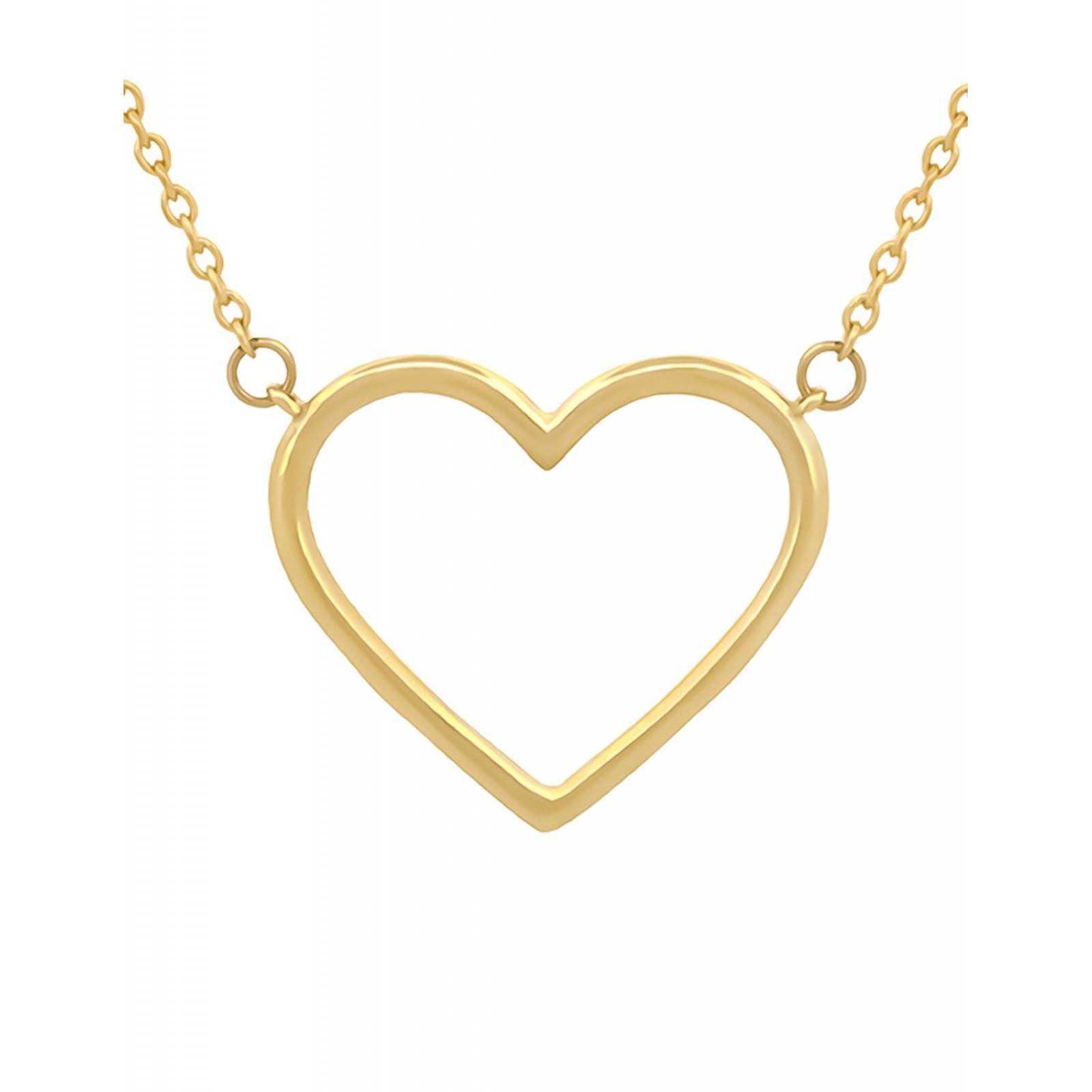 Gargantilla Dama Corazón Contorno Liso Oro Sólido 10k