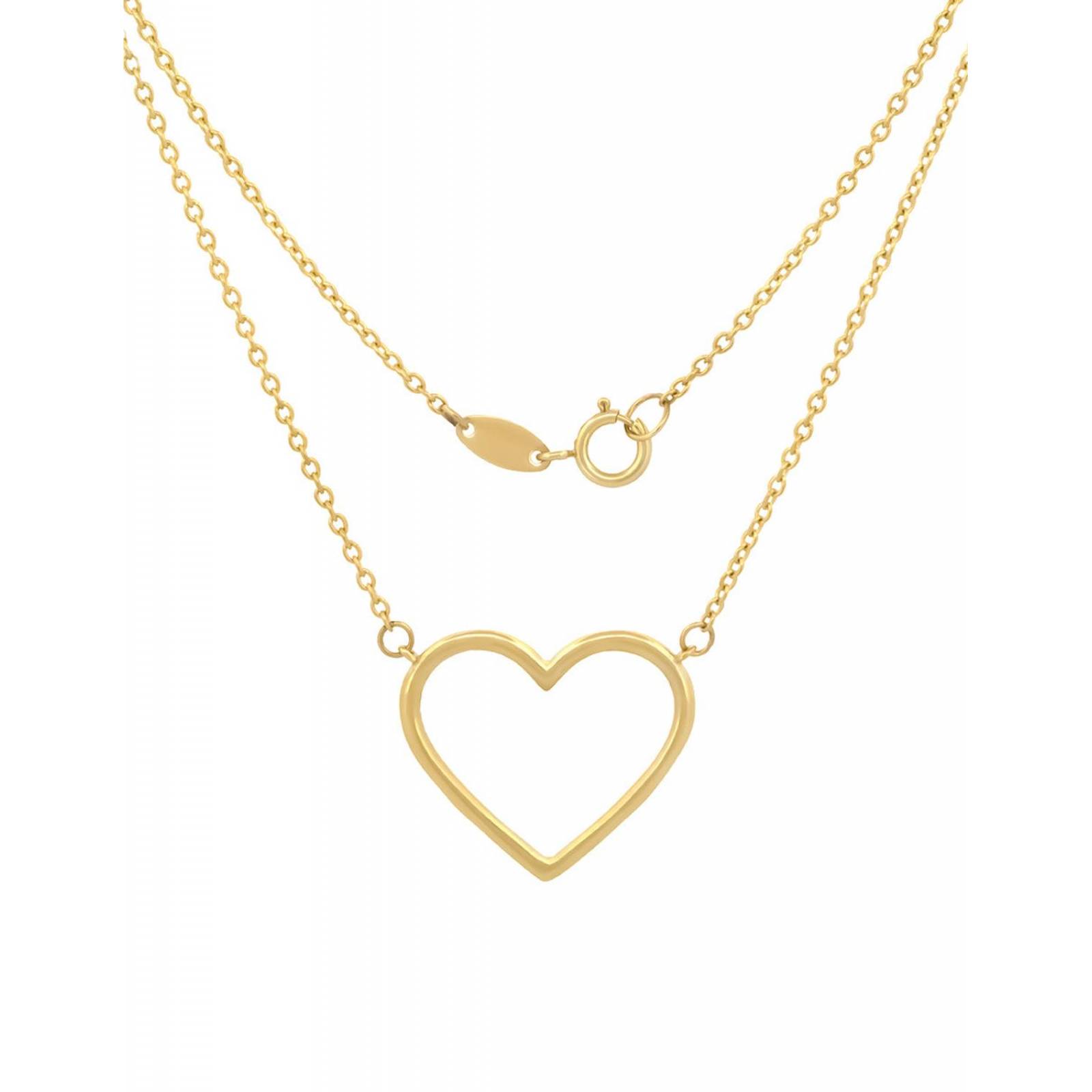 Gargantilla Dama Corazón Contorno Liso Oro Sólido 10k
