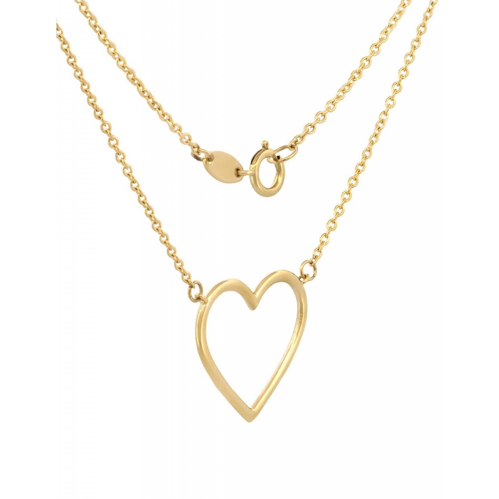 Gargantilla Dama Corazón Contorno Liso Oro Sólido 10k
