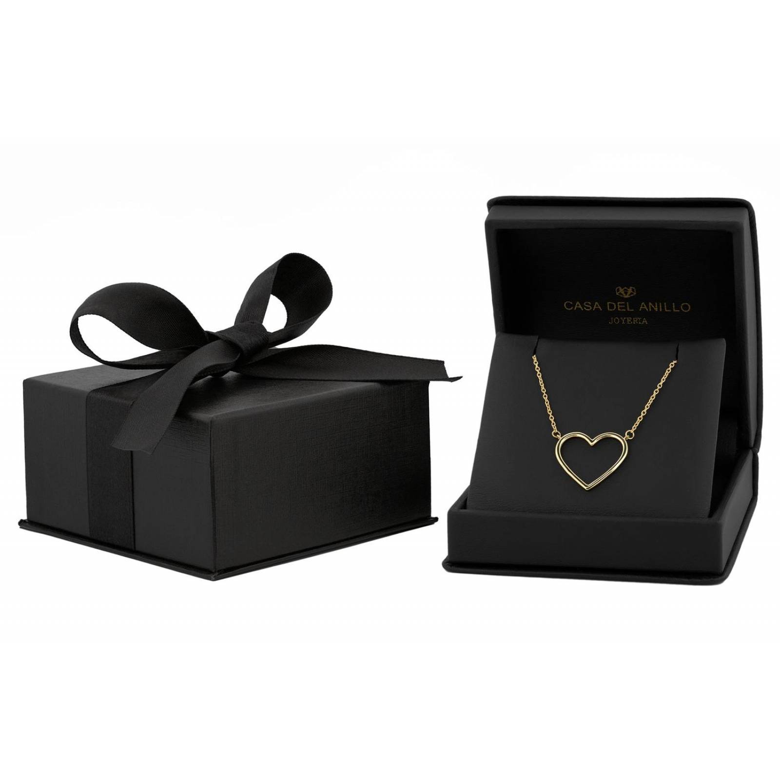 Gargantilla Dama Corazón Contorno Liso Oro Sólido 10k