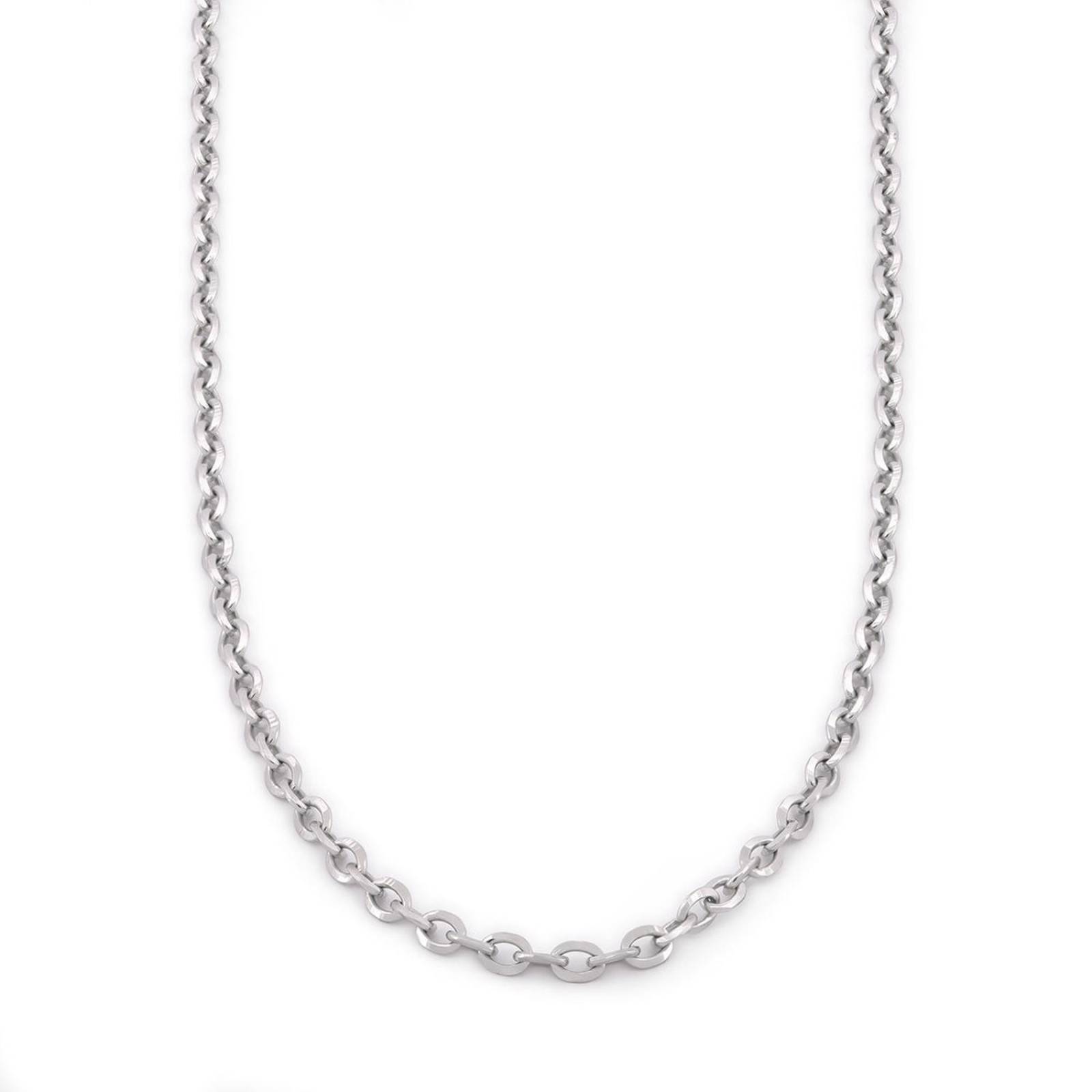 Cadena Rolo Oro Blanco Italiano Sólido 18k 50 Cm 