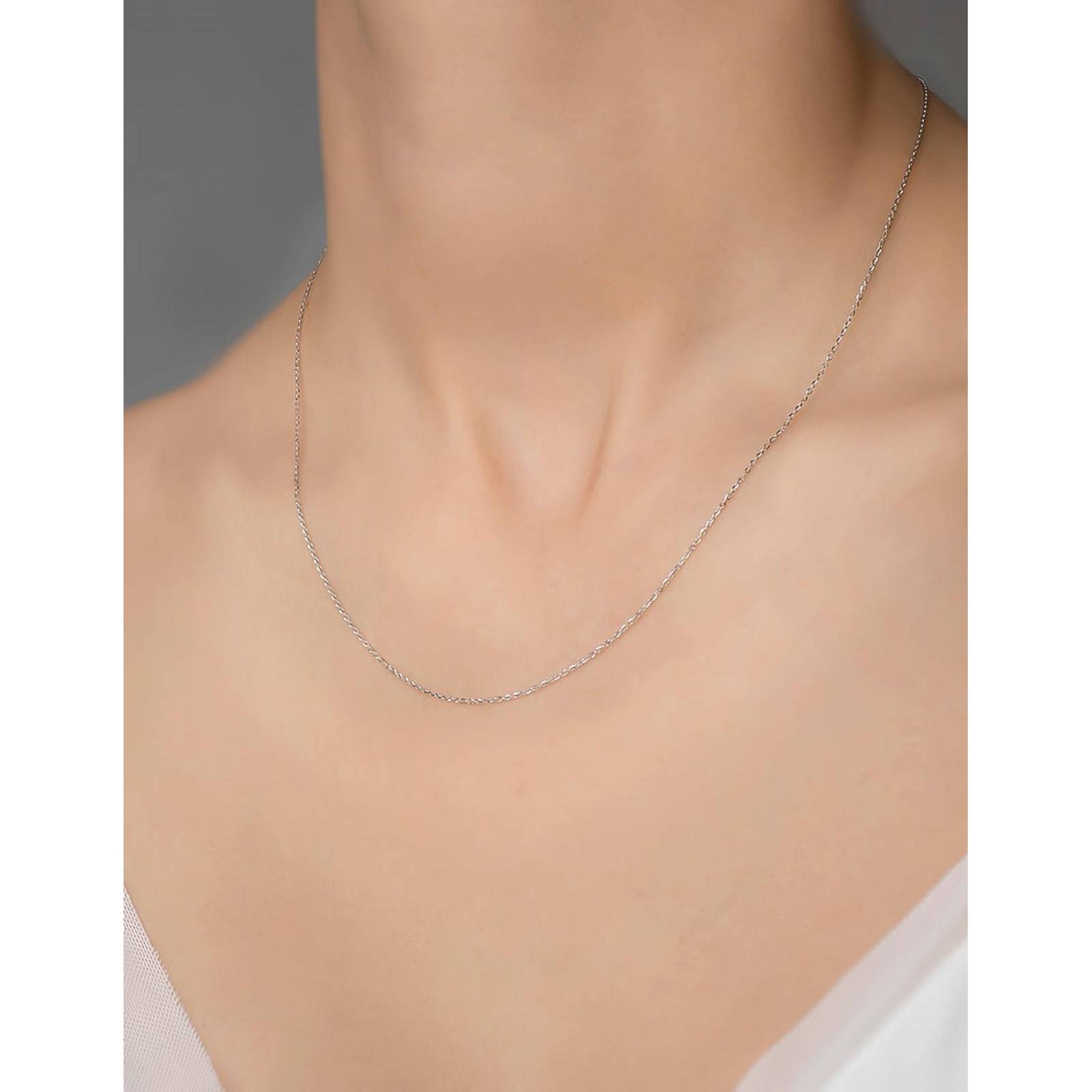 Cadena Rolo Oro Blanco Italiano Sólido 18k 50 Cm 