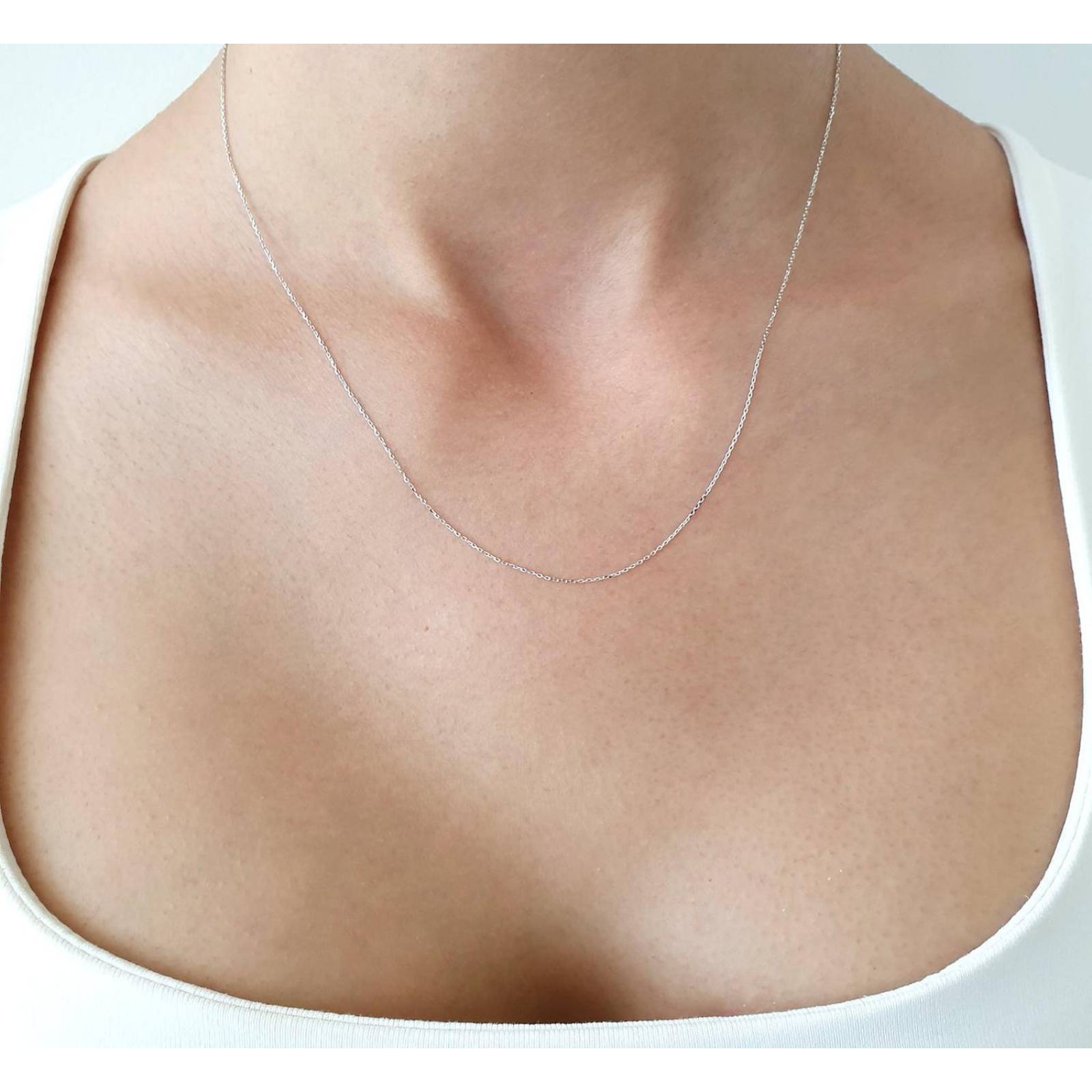 Cadena Rolo Oro Blanco Italiano Sólido 18k 50 Cm 