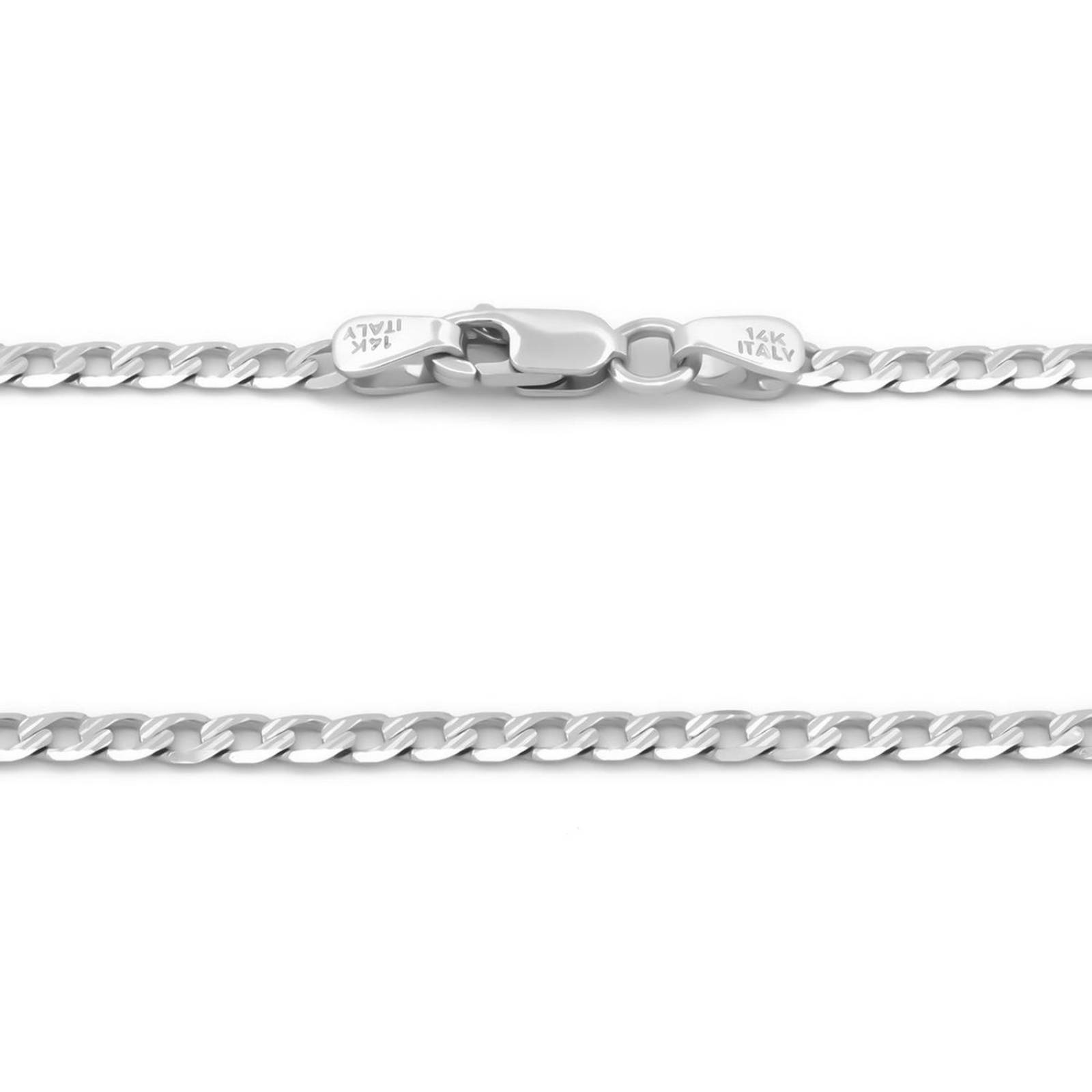 Cadena Barbada 60 Cm 3 mm Oro Blanco Sólido 14k 