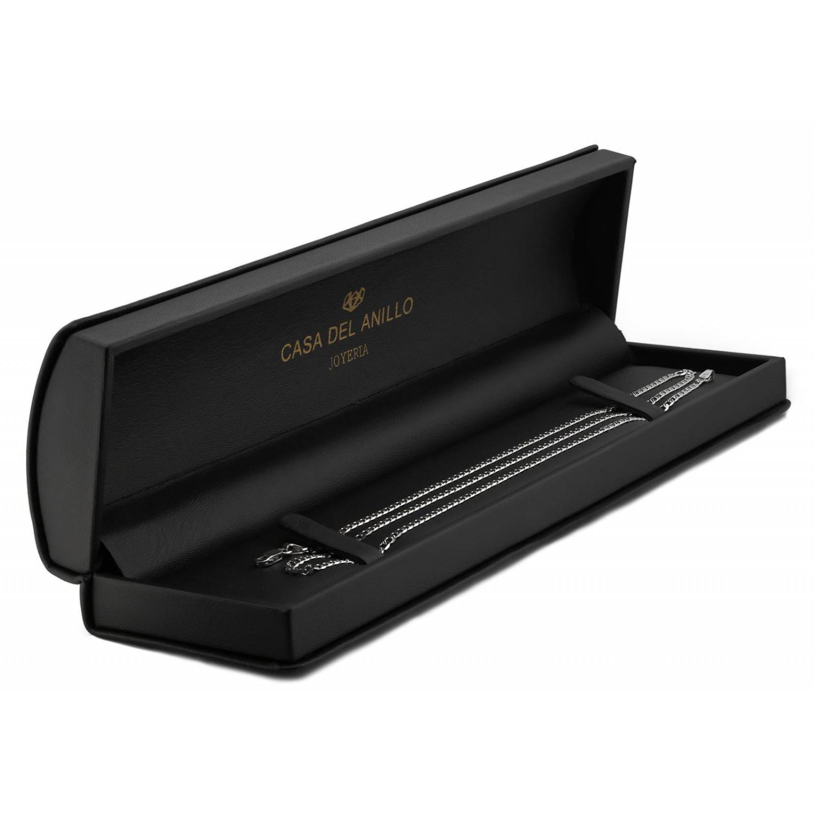 Cadena Barbada 60 Cm 3 mm Oro Blanco Sólido 14k 