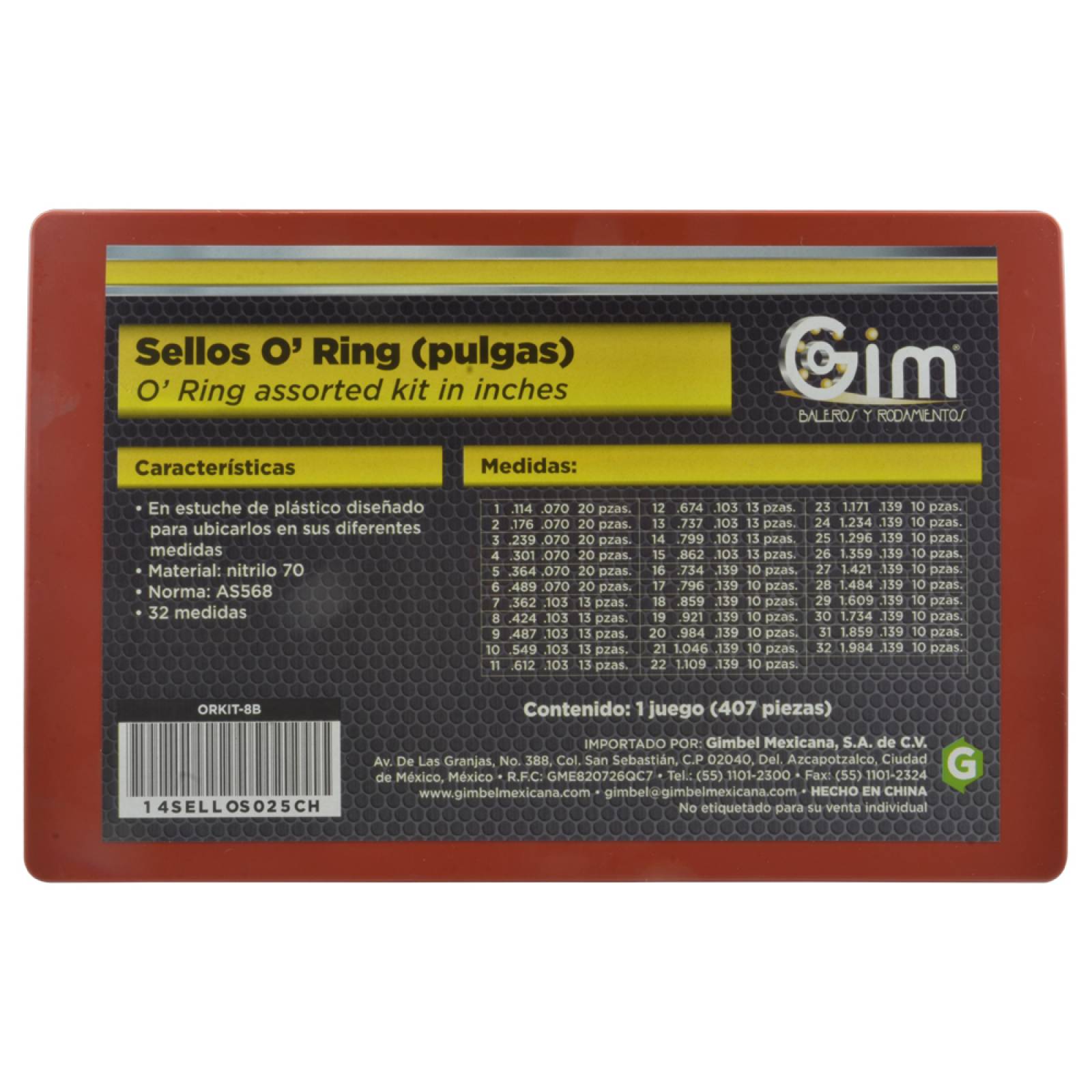 Sellos O ring Juego 32 Medidas (Pulgadas) ORKIT-8B