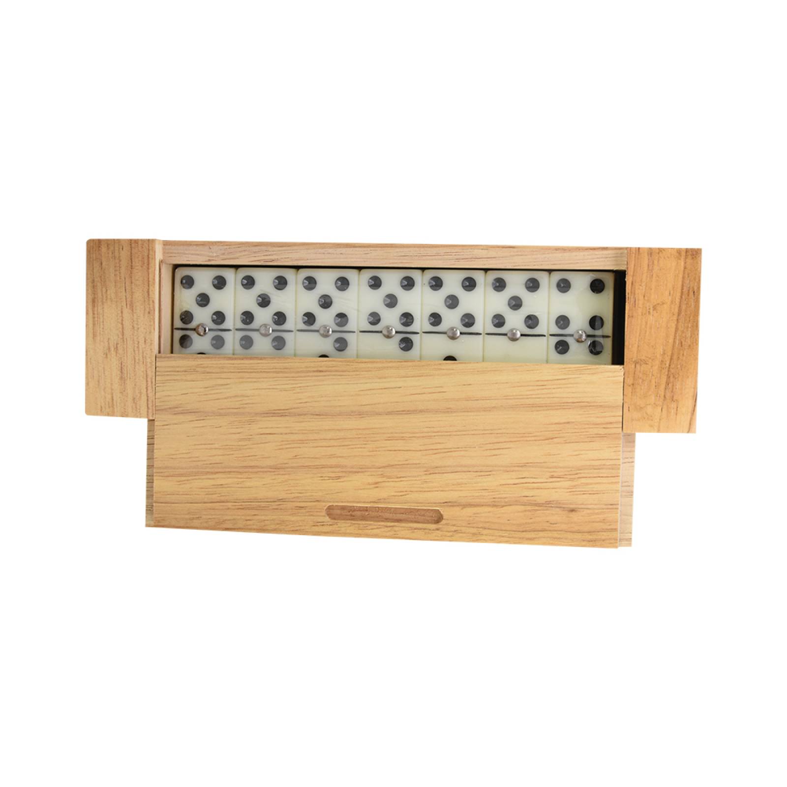 Domino En Estuche De Madera 28 Fichas Acrilico Metal Gim