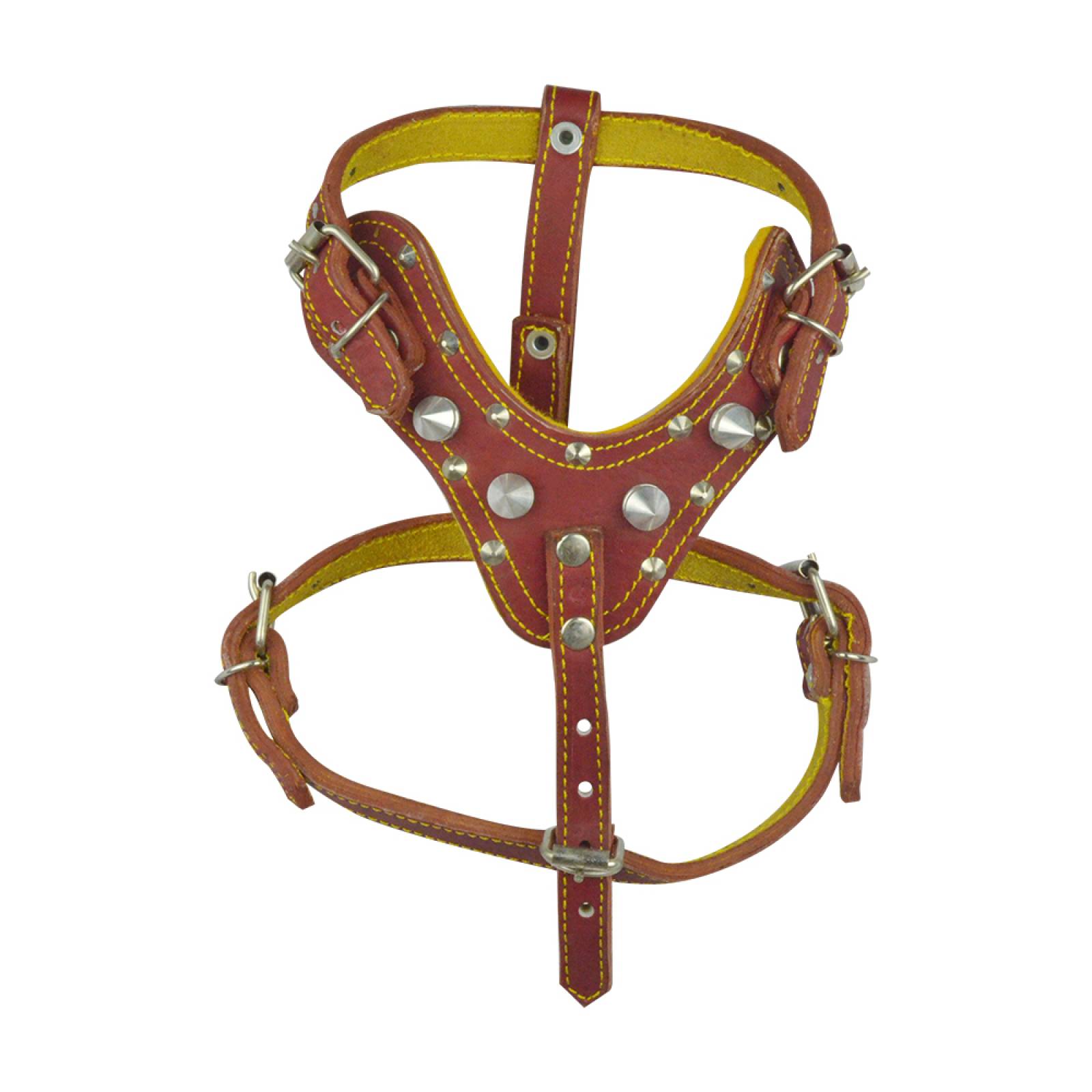 Pechera De Piel Para Perros Con Picos Reforzada Vaqueta 21Cm