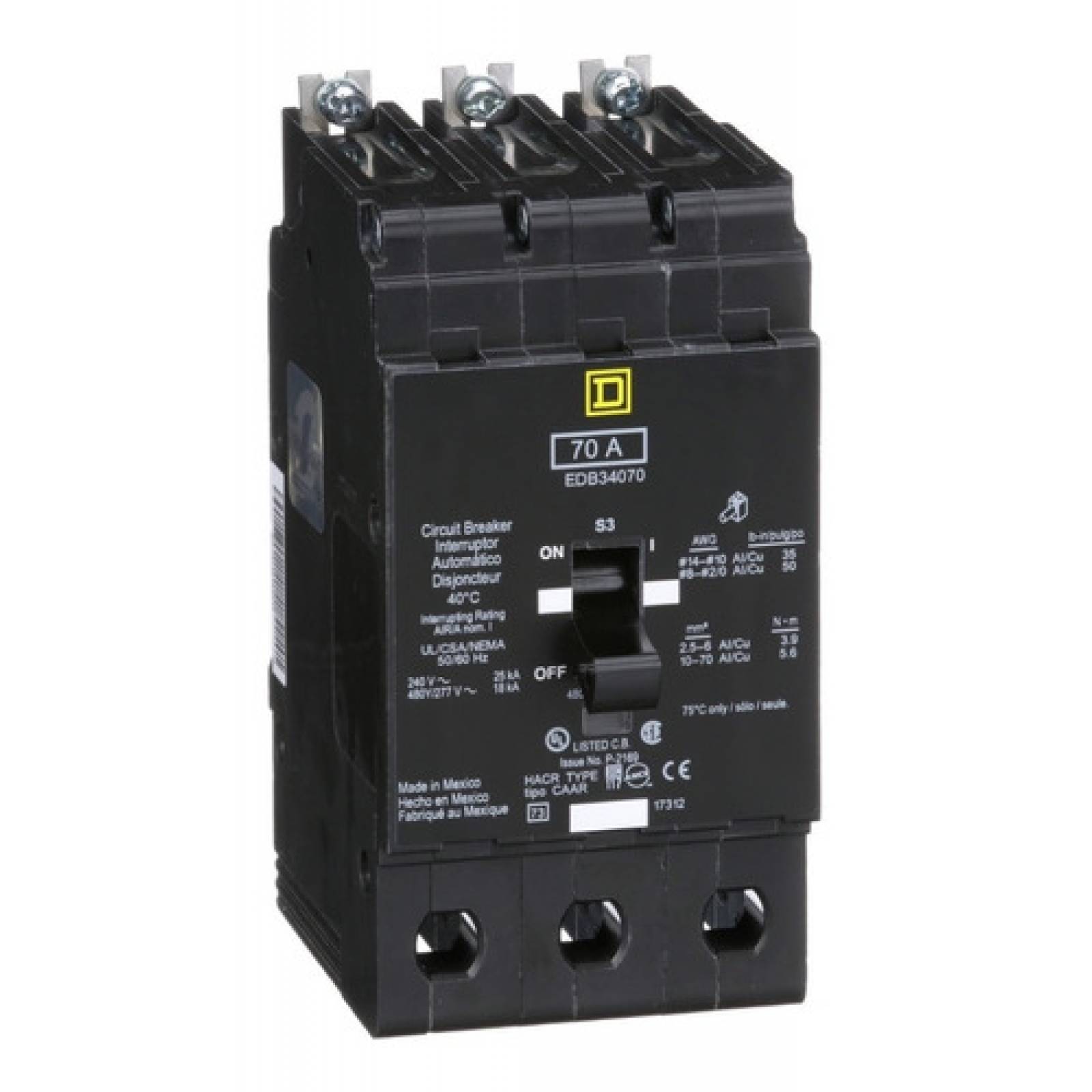 Interruptor Termomagnetico Edb 3p 70a Schneider Edb34070