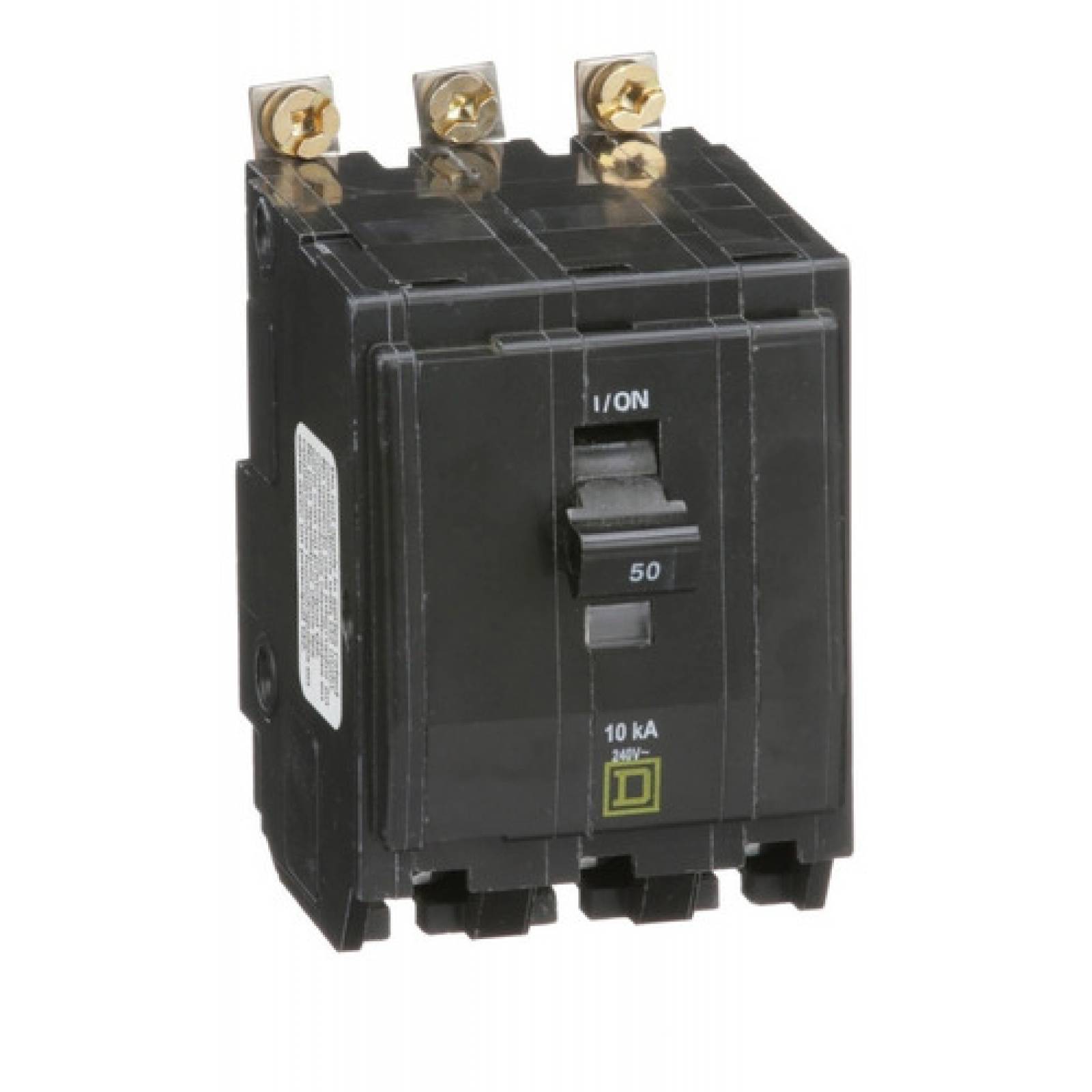 Interruptor termomagnético QOB 3P. 50 A. Atornillable 10kA 120/240V