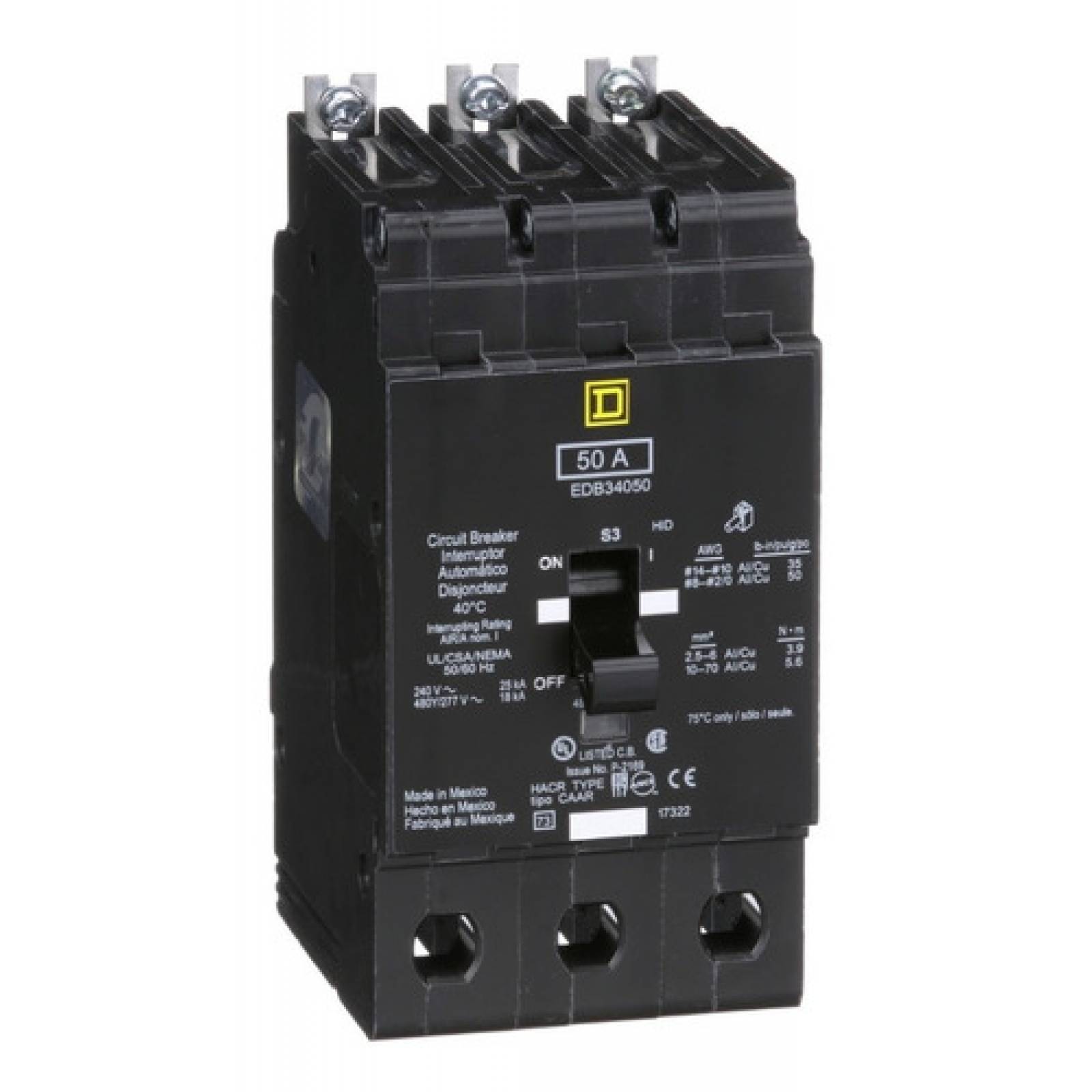 Interruptor Termomagnetico Edb 3p 50a Schneider Edb34050