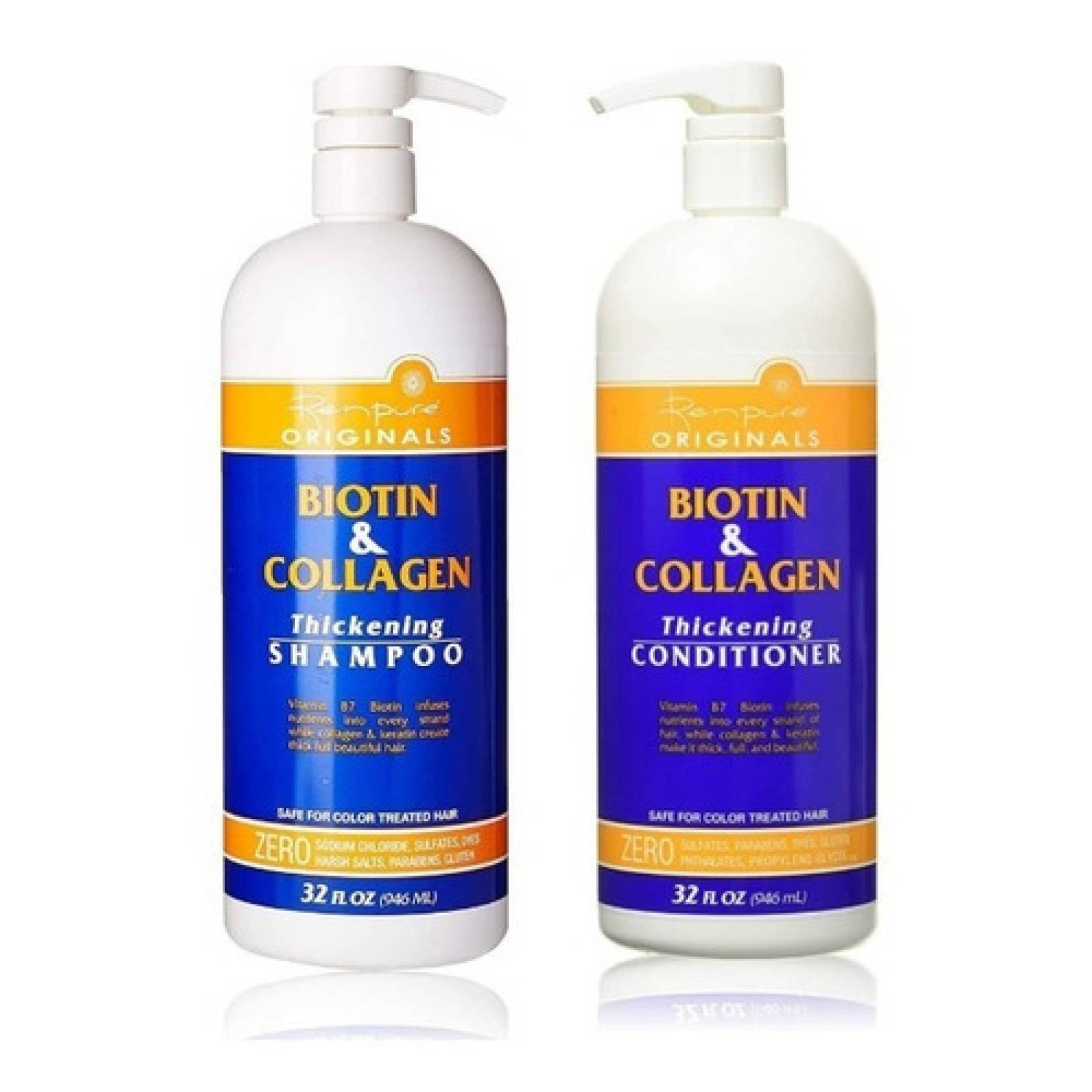 Set Renpure De Colágeno Y Biotina 32oz Sin Sulfatos De E.u.a
